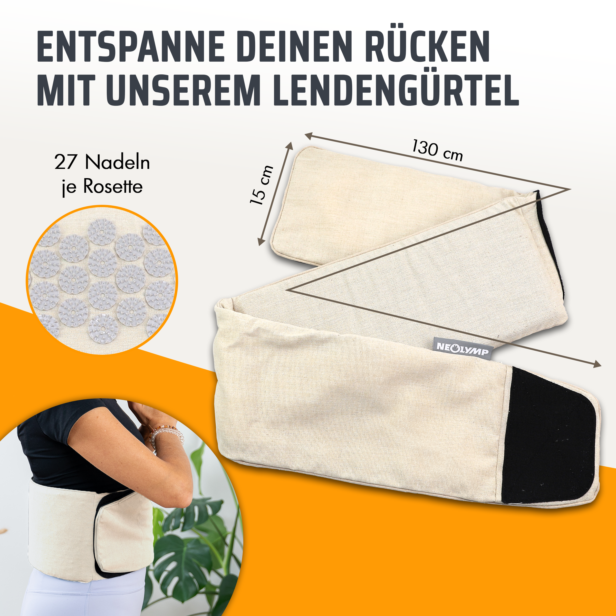 Akupressur Lendengürtel – Grau-Anthrazit (B‑Ware) - - Outlet von NEOLYMP | Fitnessequipment und Sportartikel