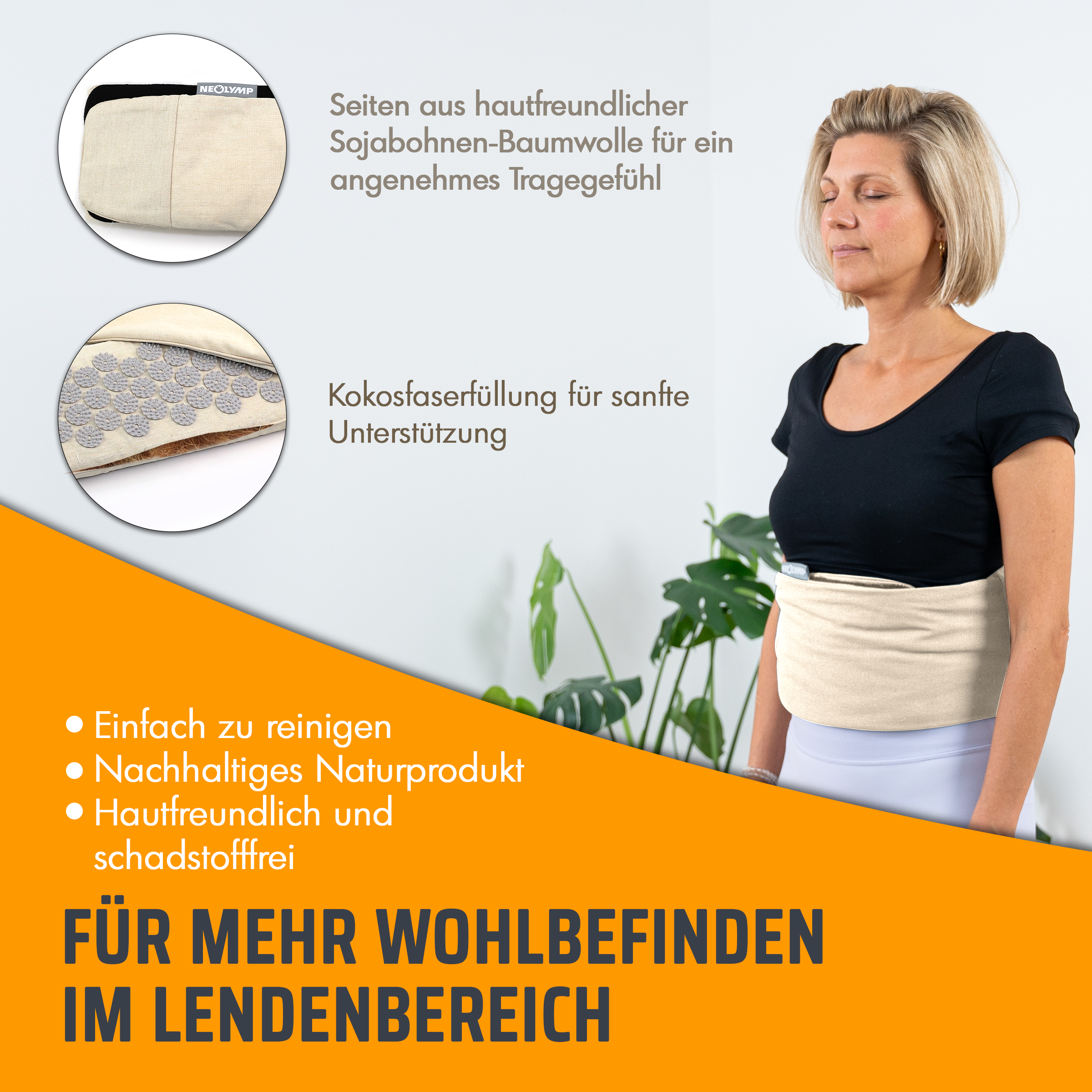 Akupressur Lendengürtel – Grau-Anthrazit (B‑Ware) - - Outlet von NEOLYMP | Fitnessequipment und Sportartikel