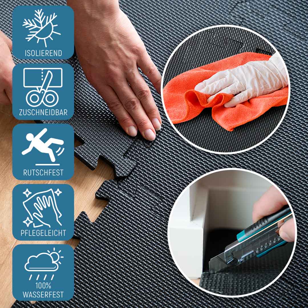 Puzzlematten aus Schaumstoff (Sportsboden, Fitnessunterlage) (Schwarz) - - Bodenschutz von NEOLYMP | Fitnessequipment und Sportartikel