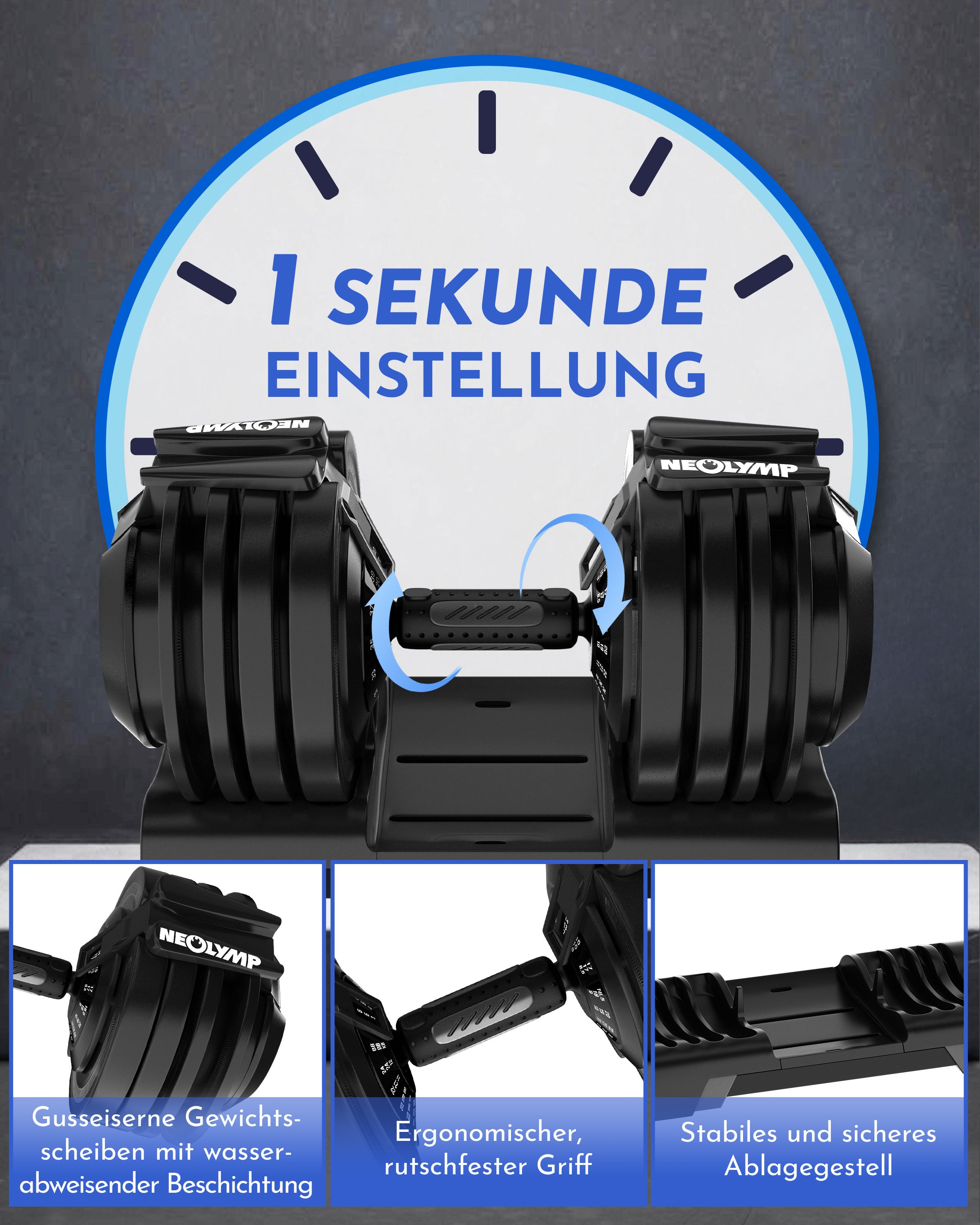 3-in-1 Hantelset zum Verstellen 24kg - - Hantel von NEOLYMP | Fitnessequipment und Sportartikel