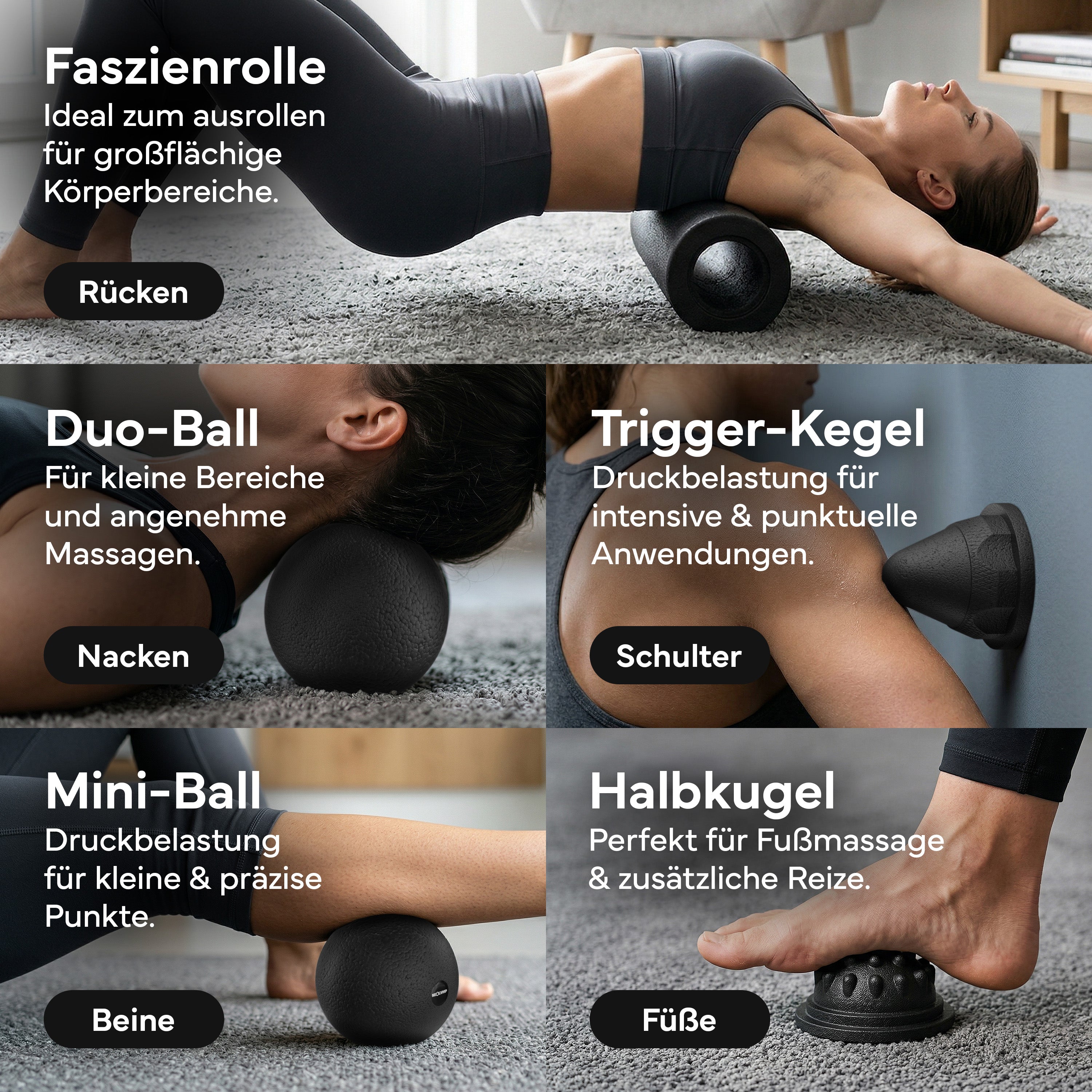 5-teiliges Faszienrollen Set - - Recovery & Akupressur von NEOLYMP | Fitnessequipment und Sportartikel