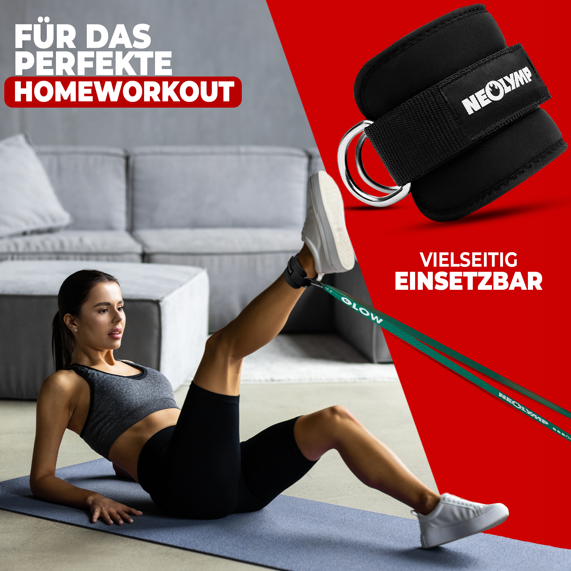 2er-Set Fußschlaufe - - Zubehör von NEOLYMP | Fitnessequipment und Sportartikel