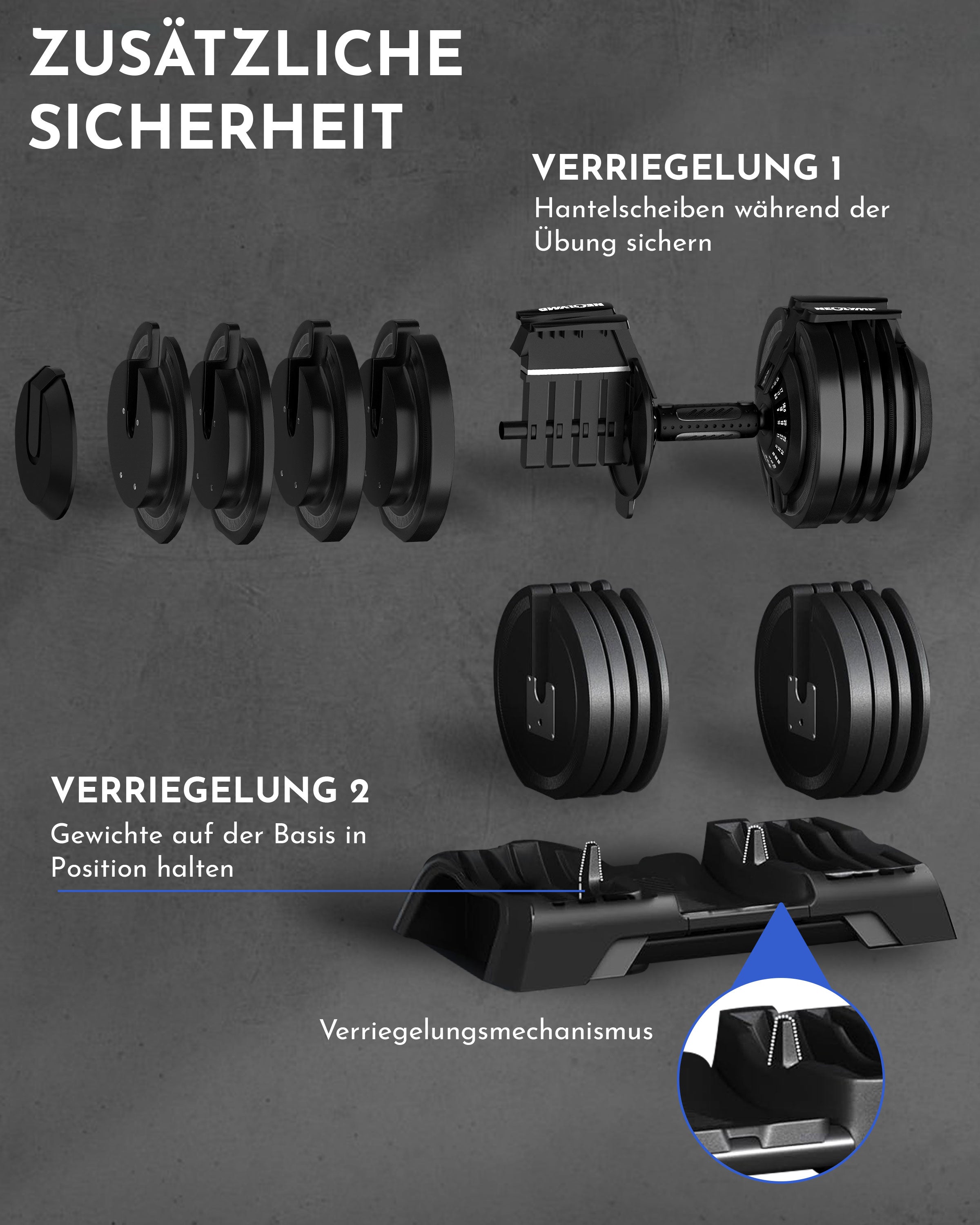3-in-1 Hantelset zum Verstellen 24kg - - Hantel von NEOLYMP | Fitnessequipment und Sportartikel