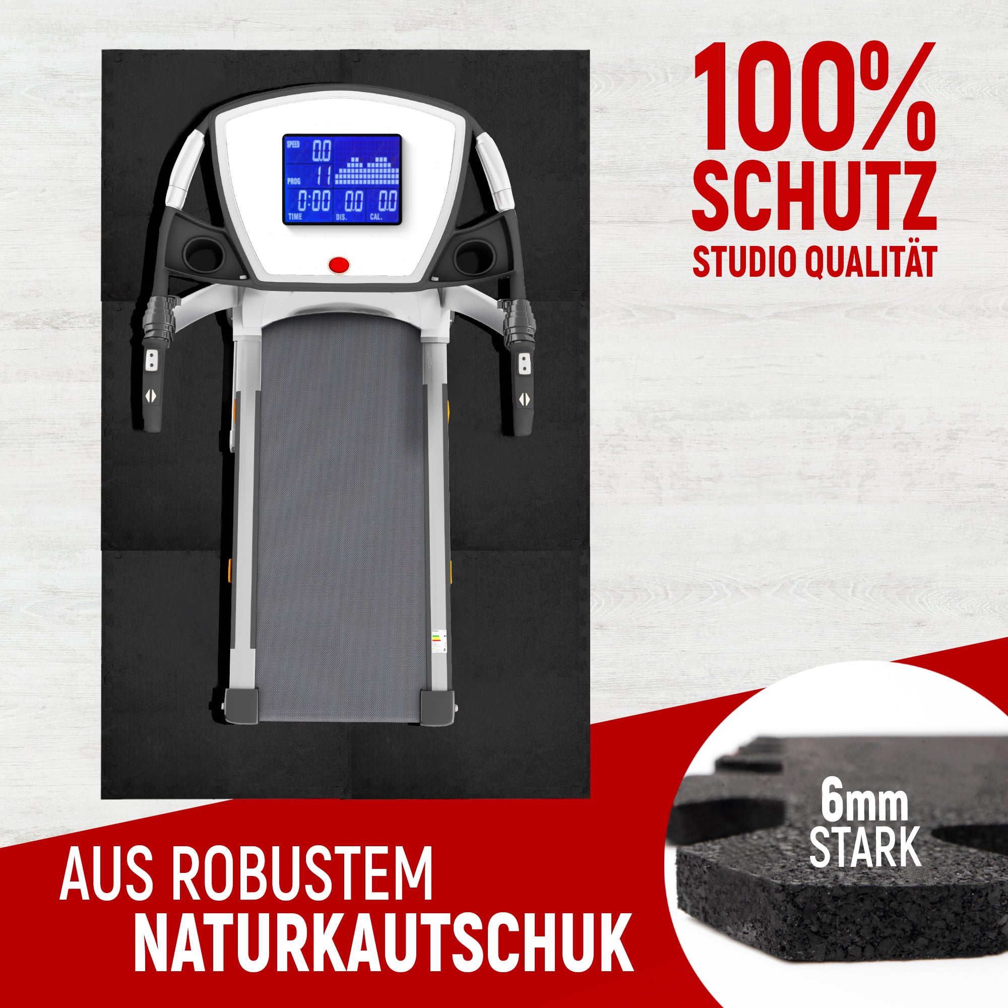 Premium Bodenschutzmatte aus extra dichtem Kautschuk (schwarz) - - Bodenschutz von NEOLYMP | Fitnessequipment und Sportartikel