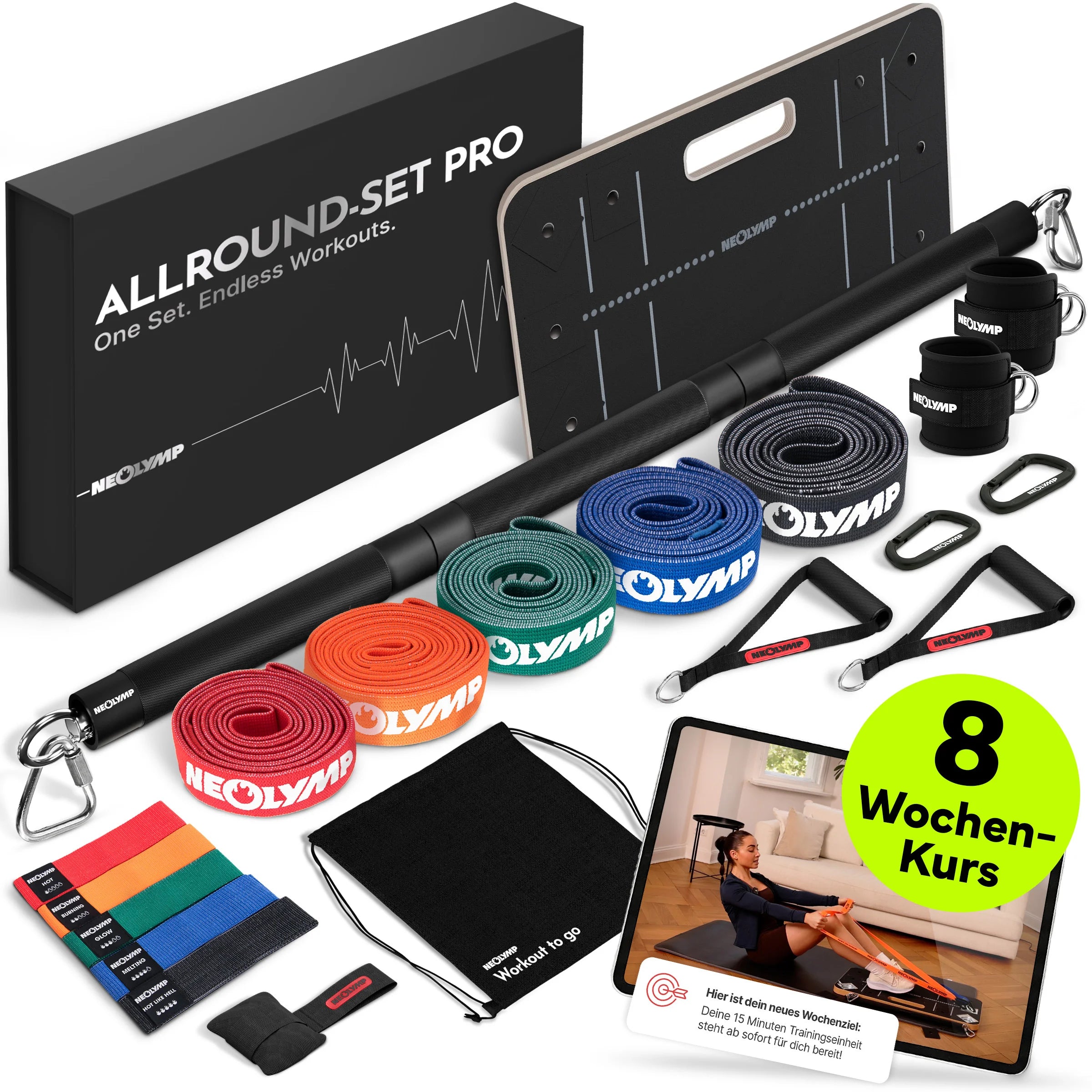 Fitnessbänder Allroundset – Widerstandsbänder inkl. Komplett-Zubehör - Allroundset Ultimate - Fitnessbänder von NEOLYMP | Fitnessequipment und Sportartikel