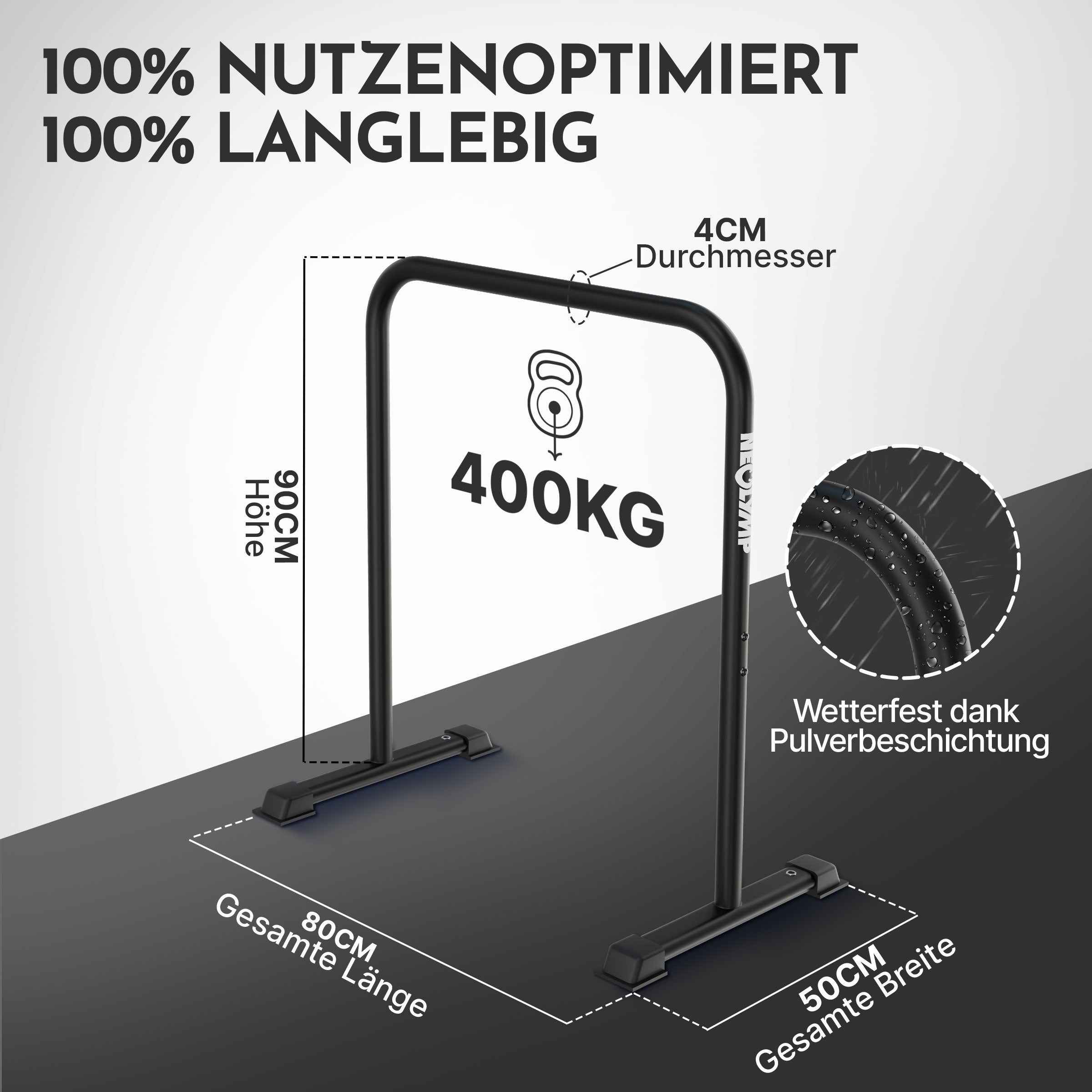 Premium Dip Barren pulverbeschichtet + Resistance-Band und Grip Tape - - Sportgerät von NEOLYMP | Fitnessequipment und Sportartikel