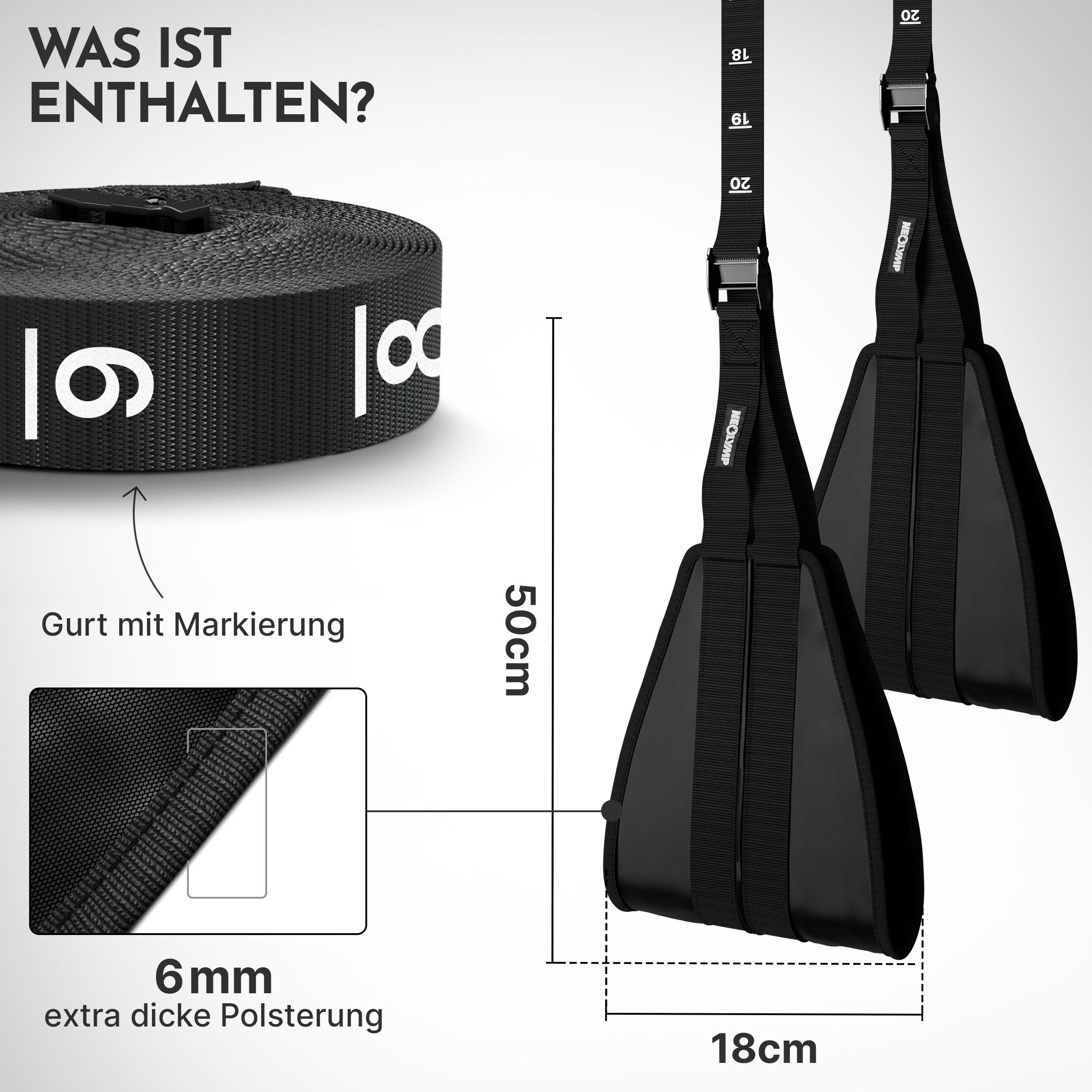 Bauchmuskel-Schlaufen - Trainingsschlaufen Ab Straps - - Bauchtrainer von NEOLYMP | Fitnessequipment und Sportartikel
