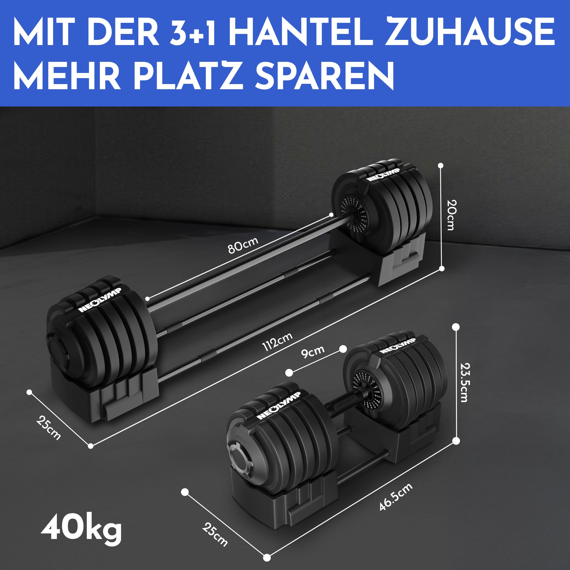 2-in-1 Hantelset zum Verstellen 41kg - - Hantel von NEOLYMP | Fitnessequipment und Sportartikel
