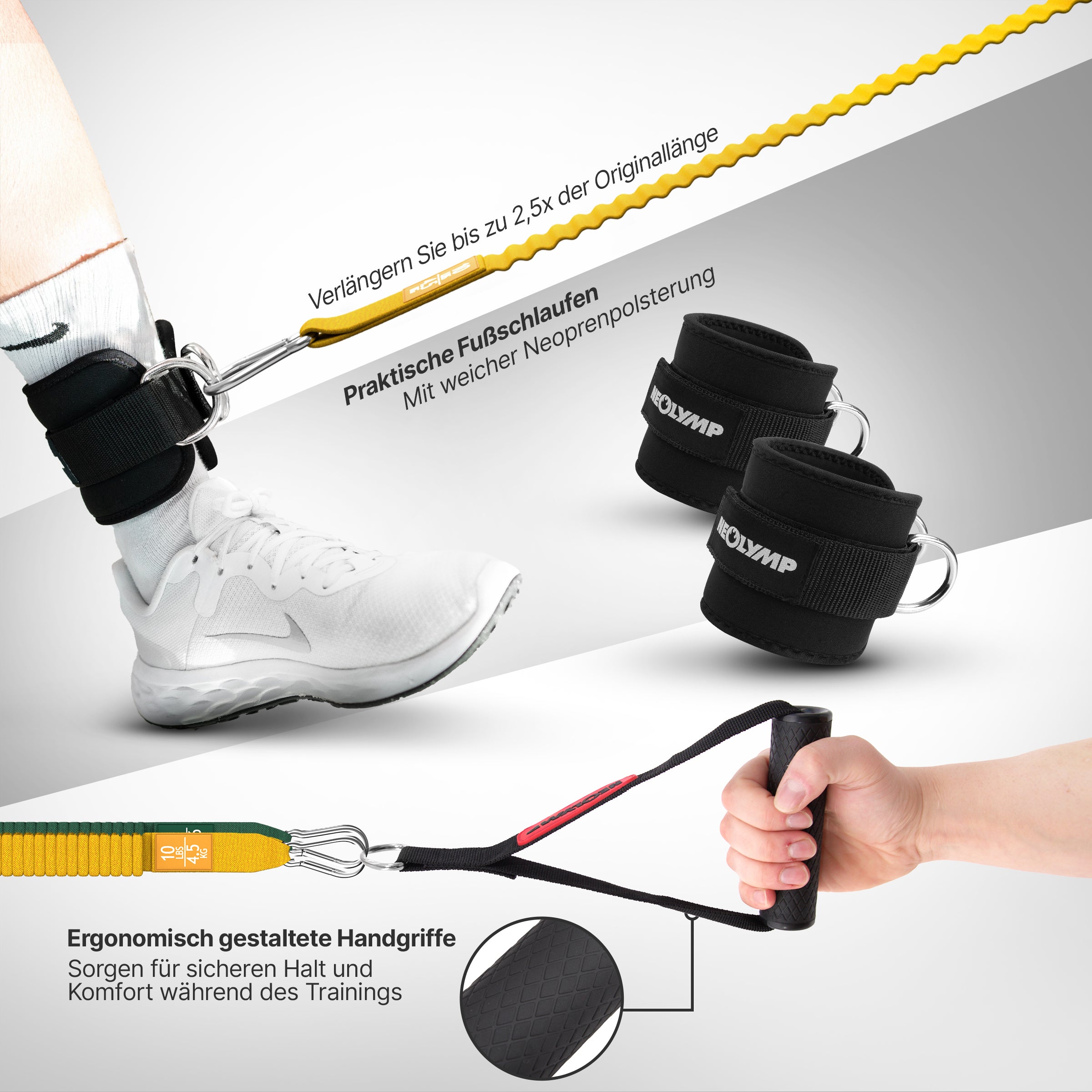 Tube Bands Set inkl. Zubehör - - Fitnessbänder von NEOLYMP | Fitnessequipment und Sportartikel