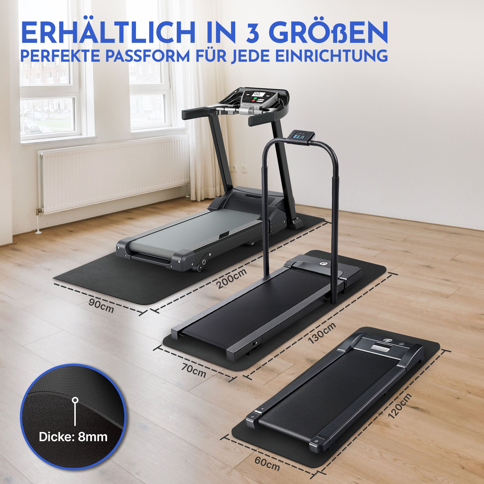 Bodenschutzmatte für Fitnessgeräte und Laufband - L: 200 x 90 cm 8mm - Bodenschutz von NEOLYMP | Fitnessequipment und Sportartikel