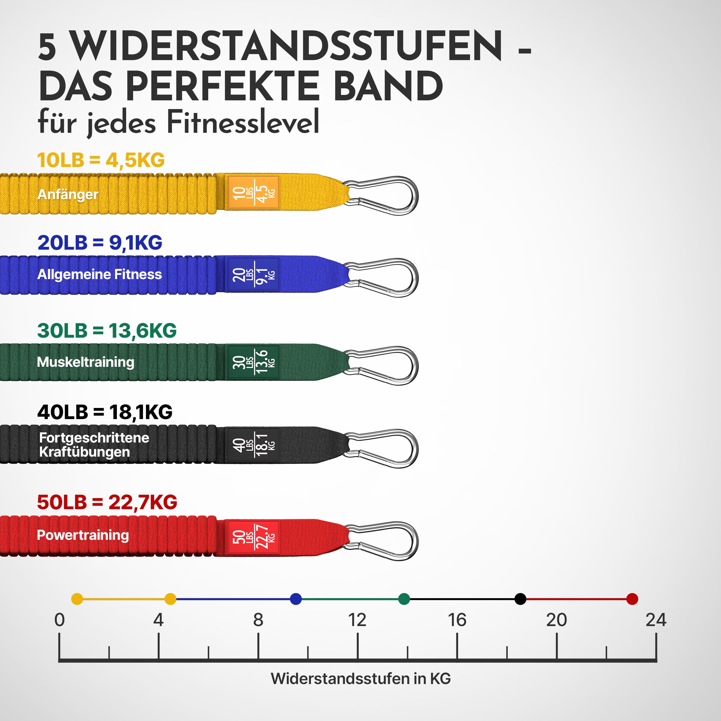 Tube Bands Set inkl. Zubehör - - Fitnessbänder von NEOLYMP | Fitnessequipment und Sportartikel