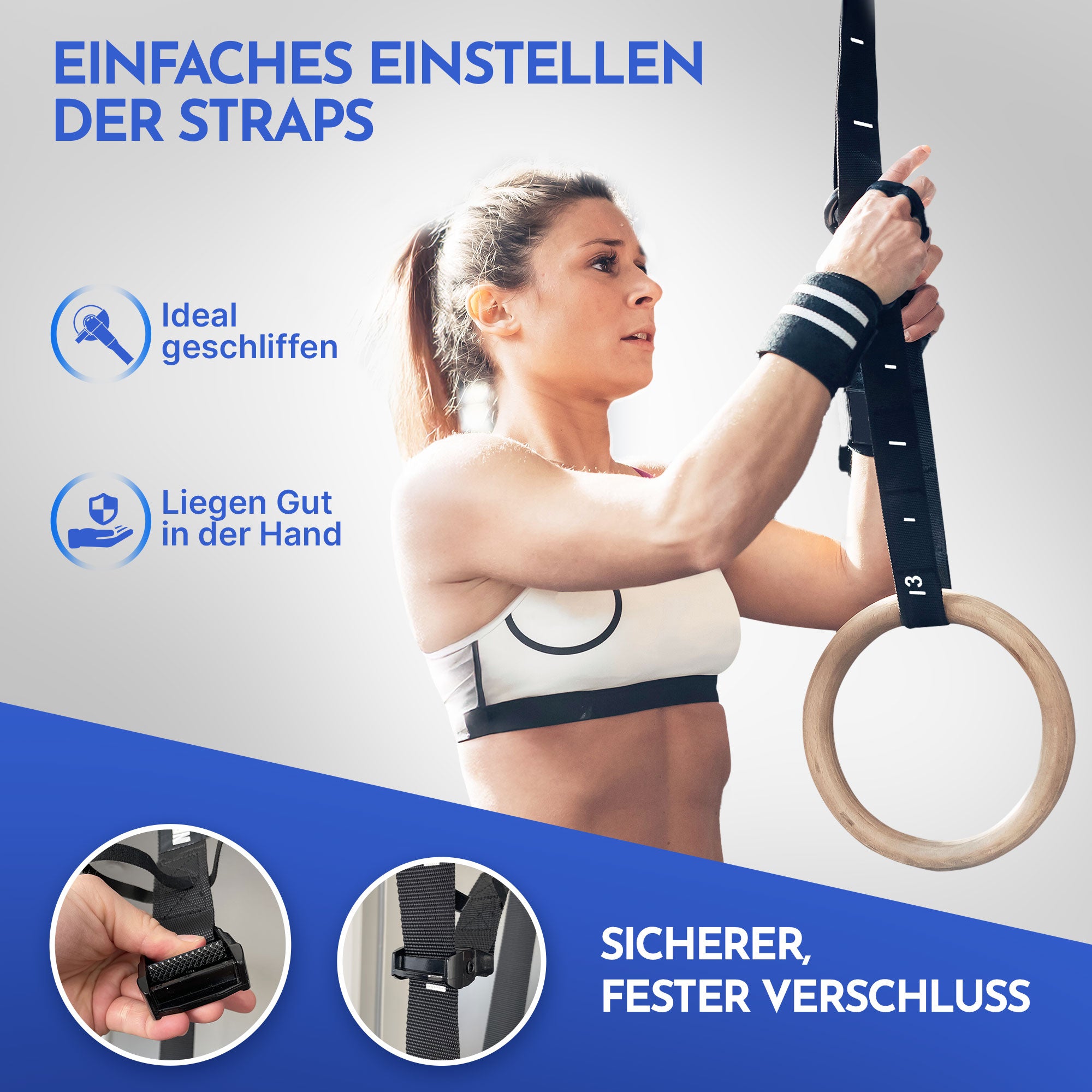 Turnringe aus Holz - 2er Set inkl. Türanker - - Sportgerät von NEOLYMP | Fitnessequipment und Sportartikel