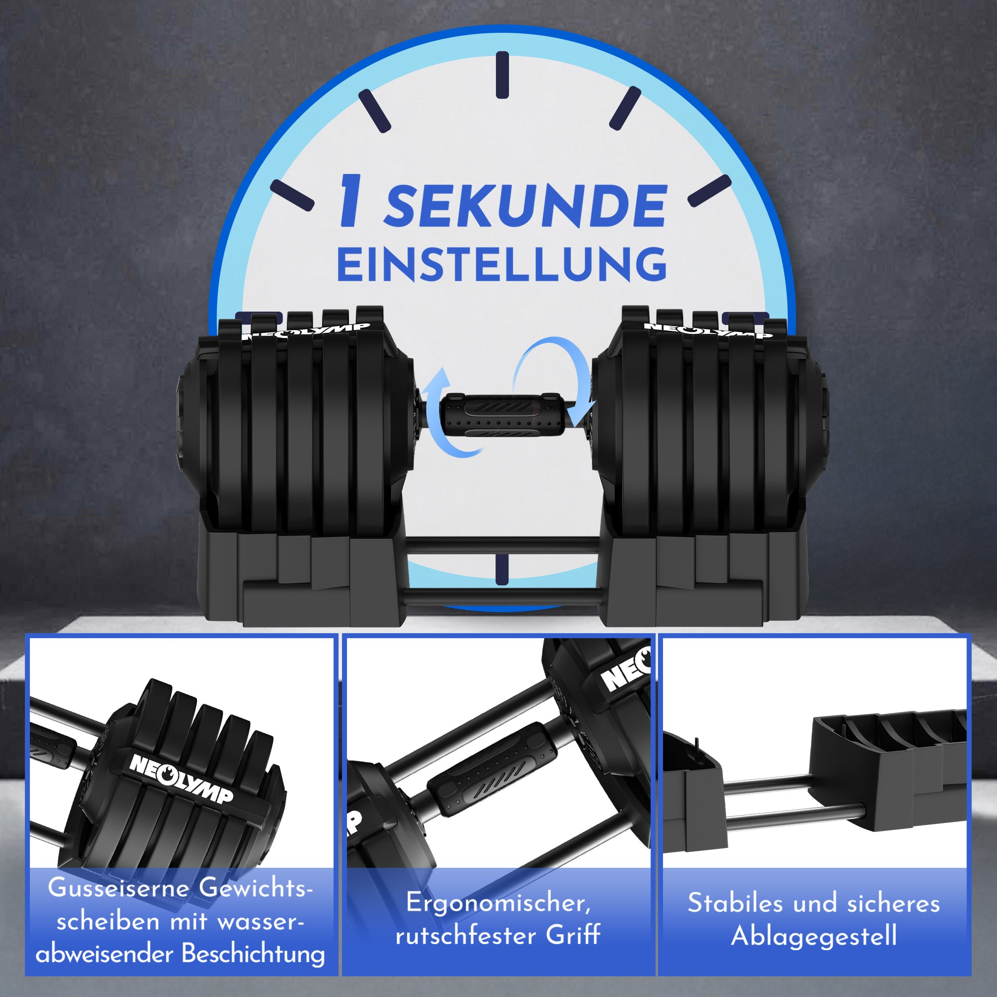 2-in-1 Hantelset zum Verstellen 41kg - - Hantel von NEOLYMP | Fitnessequipment und Sportartikel