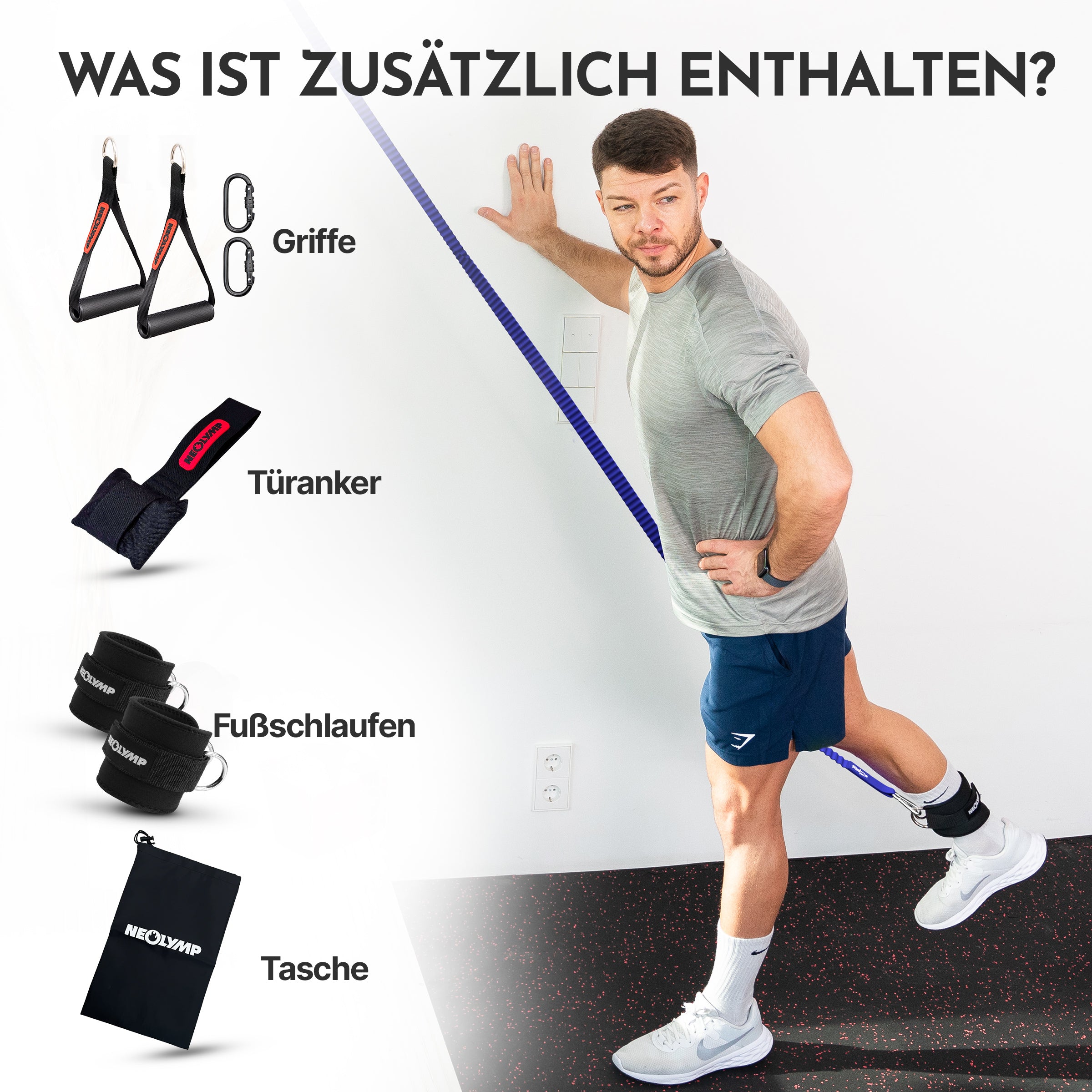 Tube Bands Set inkl. Zubehör - - Fitnessbänder von NEOLYMP | Fitnessequipment und Sportartikel