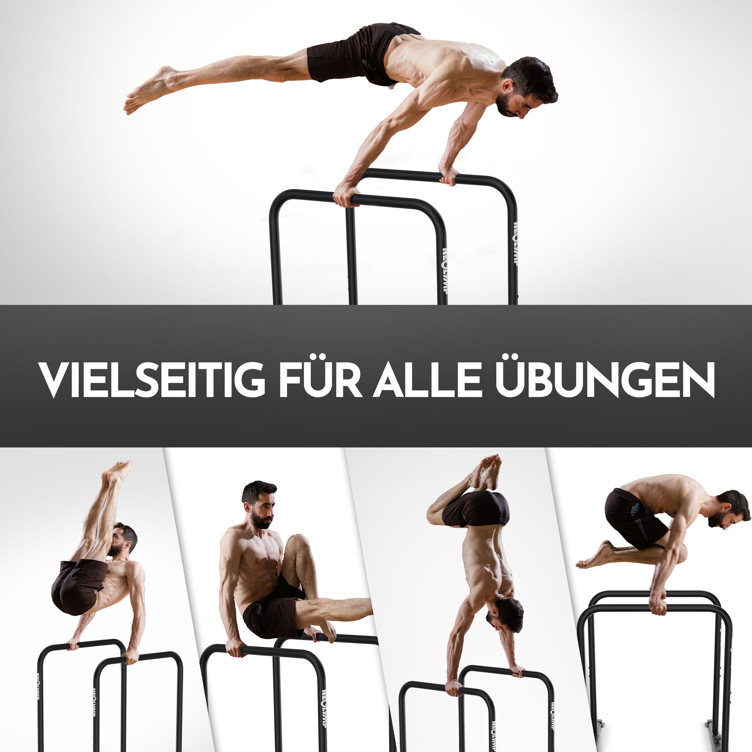 Premium Dip Barren pulverbeschichtet + Resistance-Band und Grip Tape - - Sportgerät von NEOLYMP | Fitnessequipment und Sportartikel