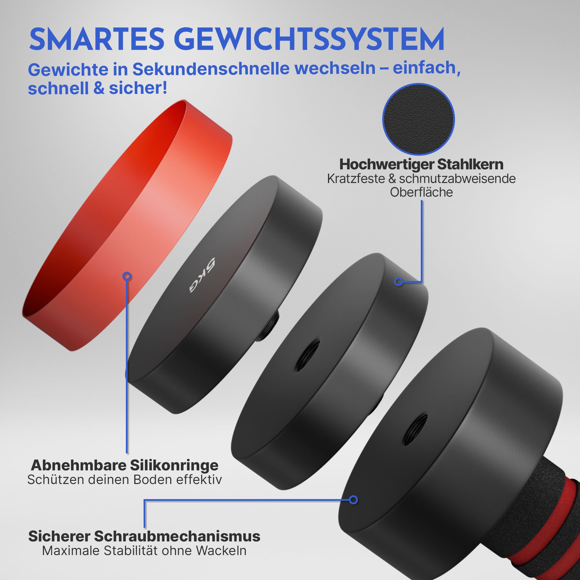 Verstellbare Chrome-Kurzhanteln in schwarz - 5 & 10kg (4er Set Kurzhanteln) - - Hantel von NEOLYMP | Fitnessequipment und Sportartikel