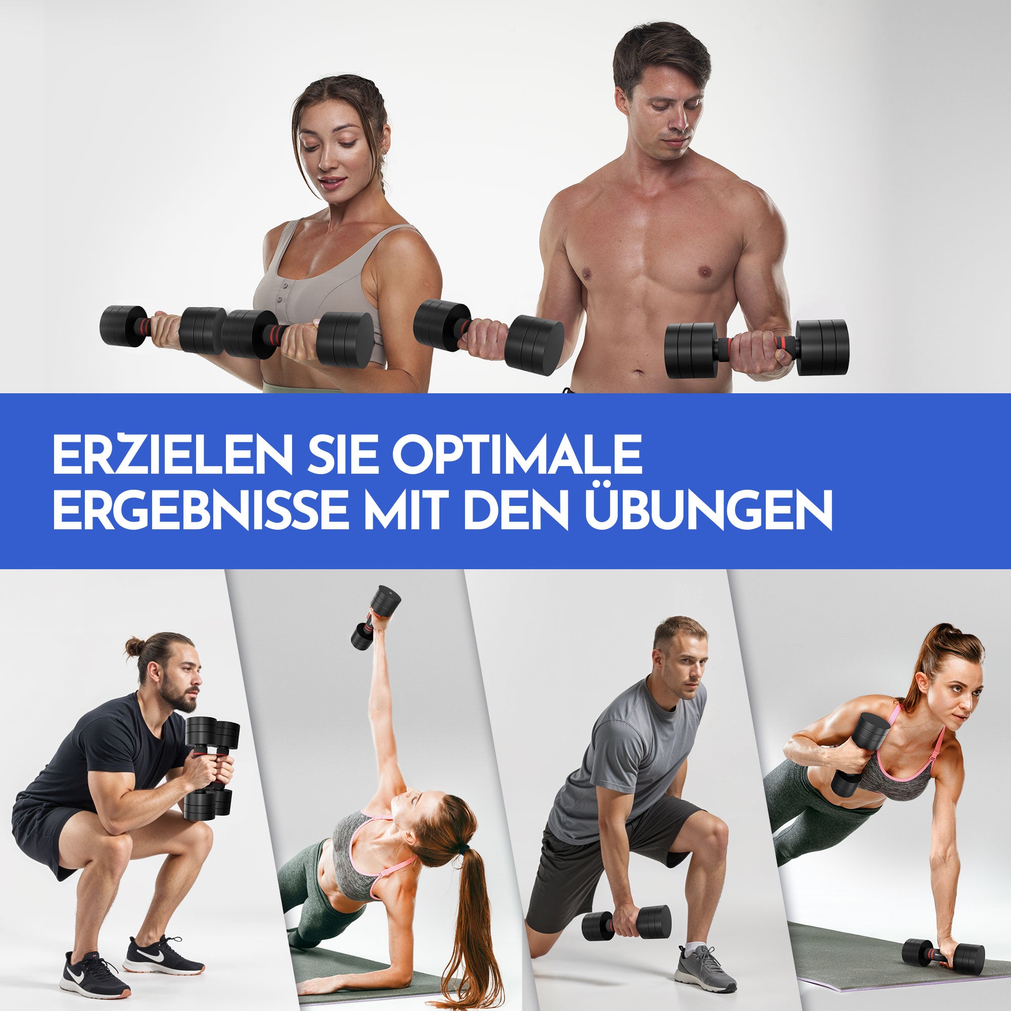 Verstellbare Chrome-Kurzhanteln in schwarz - 5 & 10kg (4er Set Kurzhanteln) - - Hantel von NEOLYMP | Fitnessequipment und Sportartikel