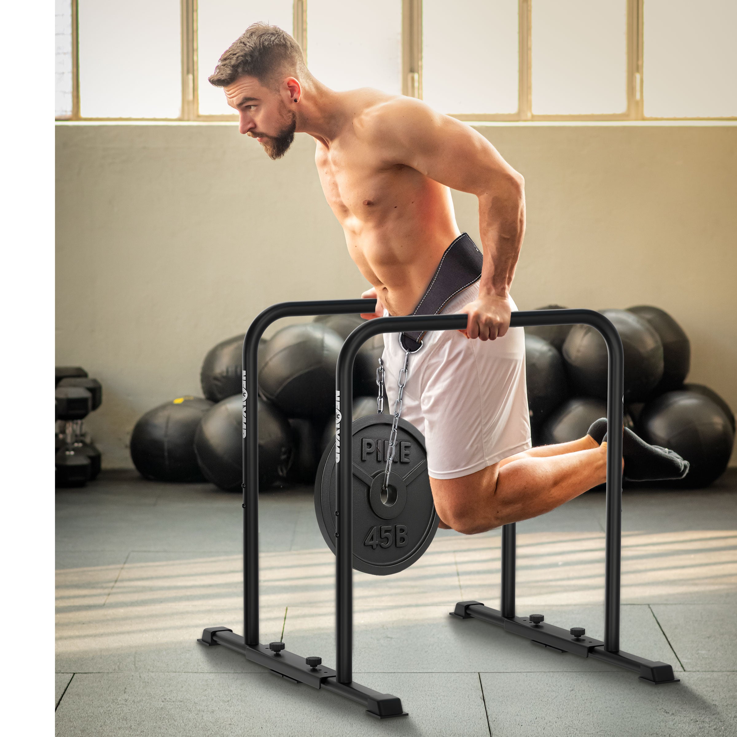 Premium Dip Barren pulverbeschichtet + Resistance-Band und Grip Tape - - Sportgerät von NEOLYMP | Fitnessequipment und Sportartikel