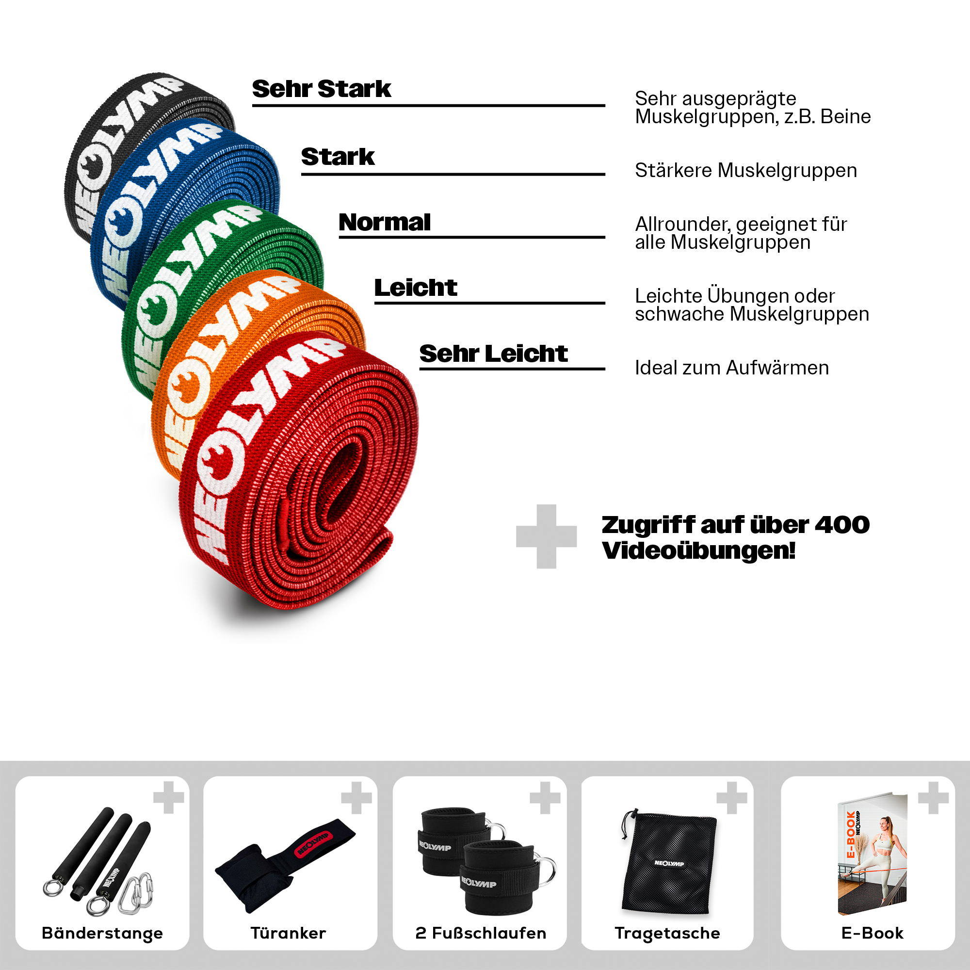 Fitnessbänder Komplett-Set Herbst-Aktion - - Fitnessbänder von NEOLYMP | Fitnessequipment und Sportartikel