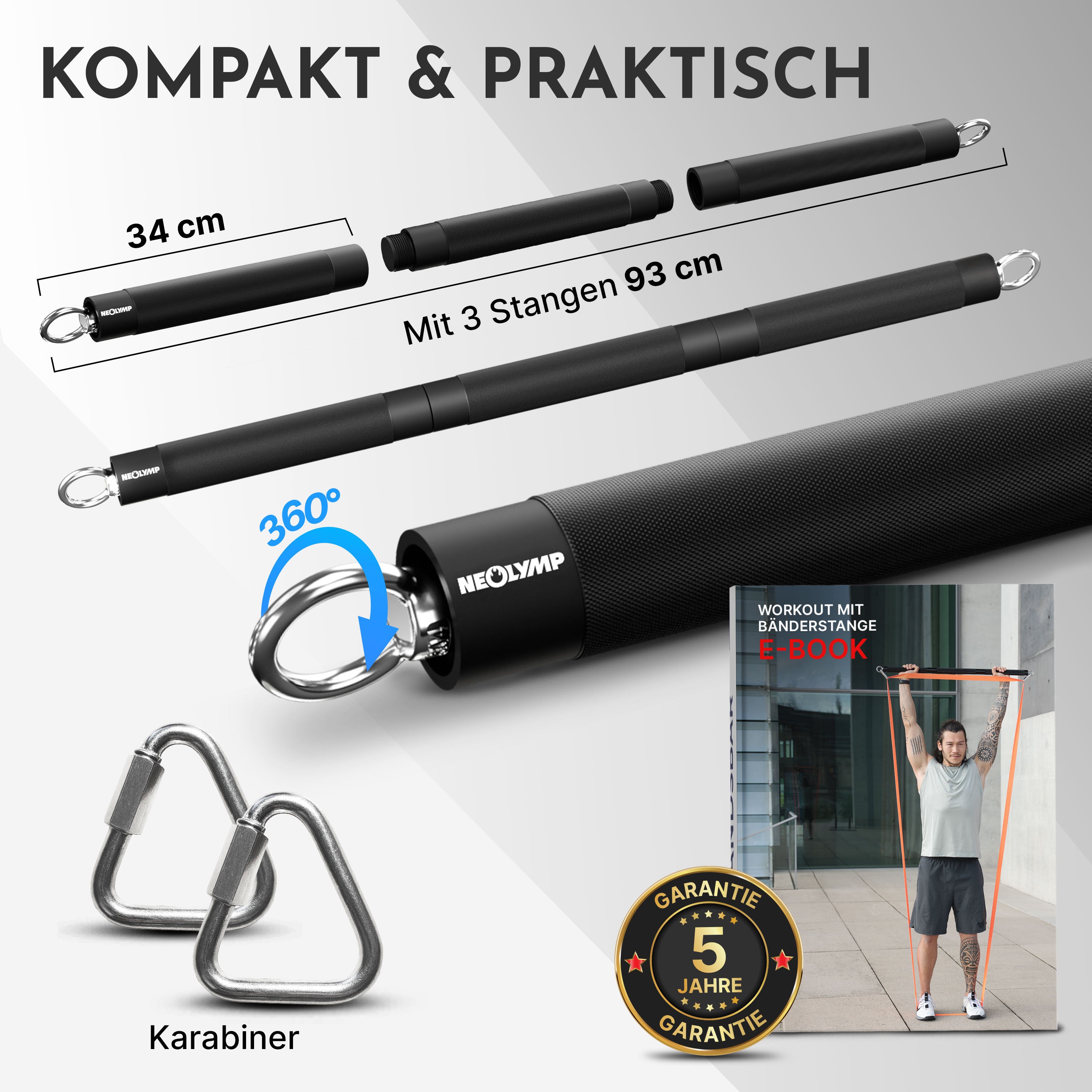Bänderstange für Fitnessbänder - inkl. Karabiner - - Zubehör von NEOLYMP | Fitnessequipment und Sportartikel