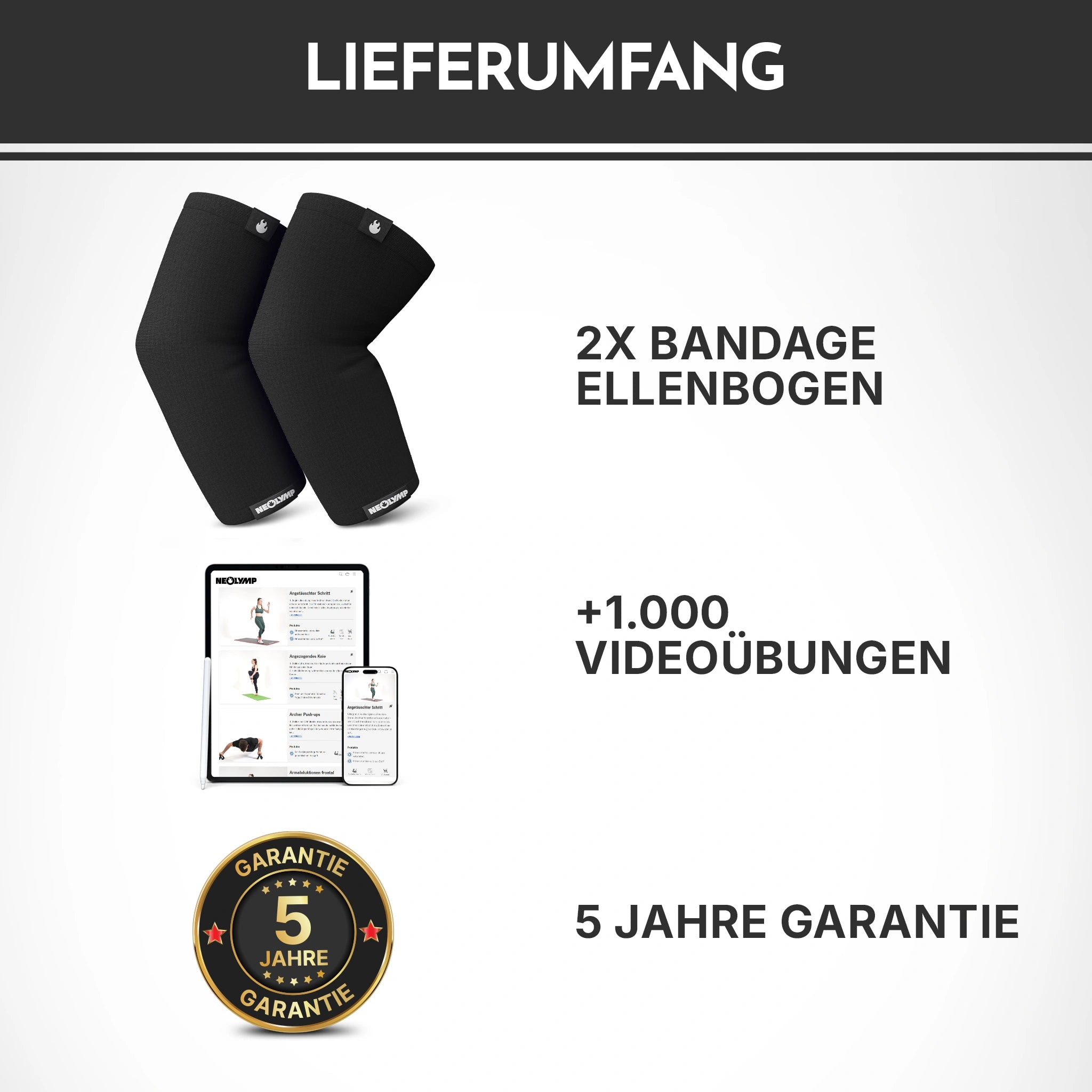 Ellenbogen-Bandagen - 2er Set, Größe S - XL - - Zubehör von NEOLYMP | Fitnessequipment und Sportartikel
