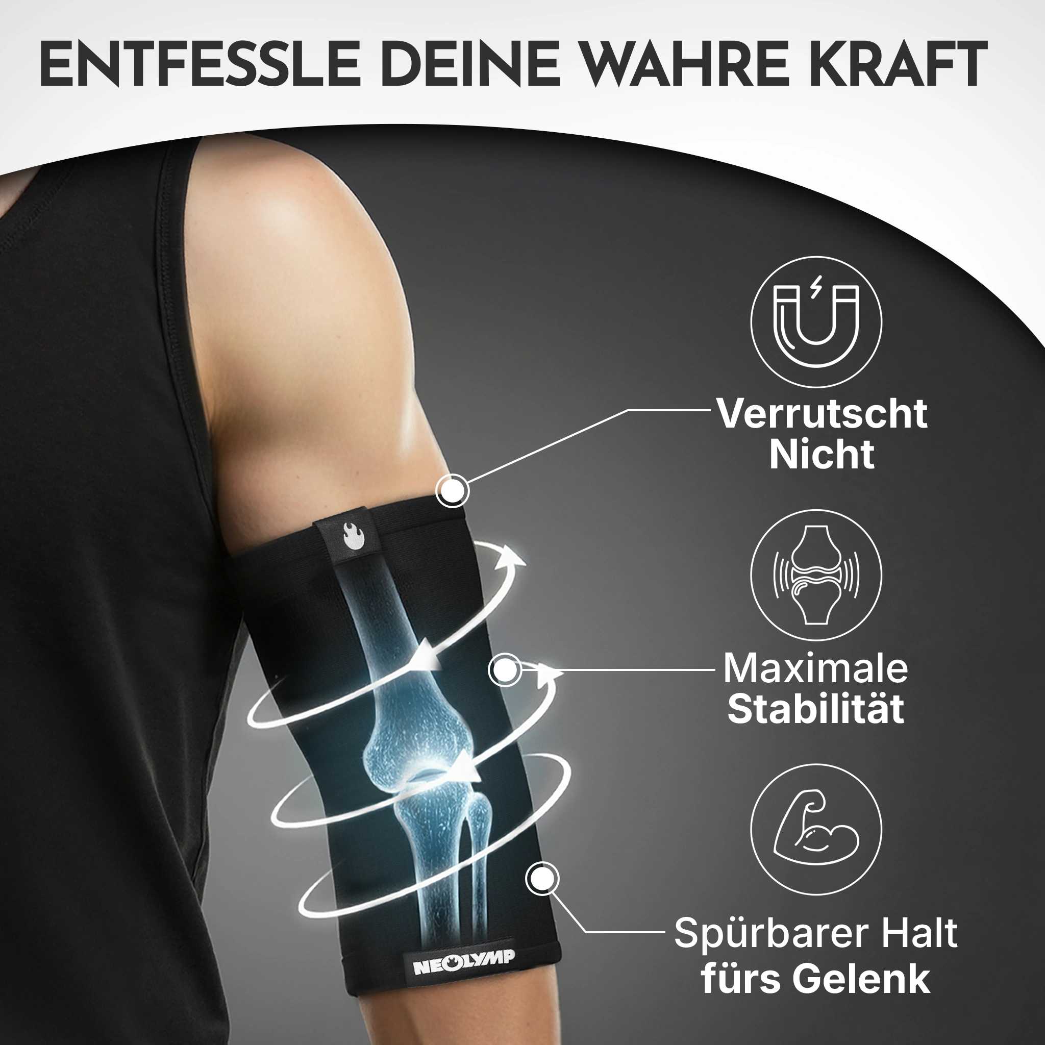 Ellenbogen-Bandagen - 2er Set, Größe S - XL - - Zubehör von NEOLYMP | Fitnessequipment und Sportartikel