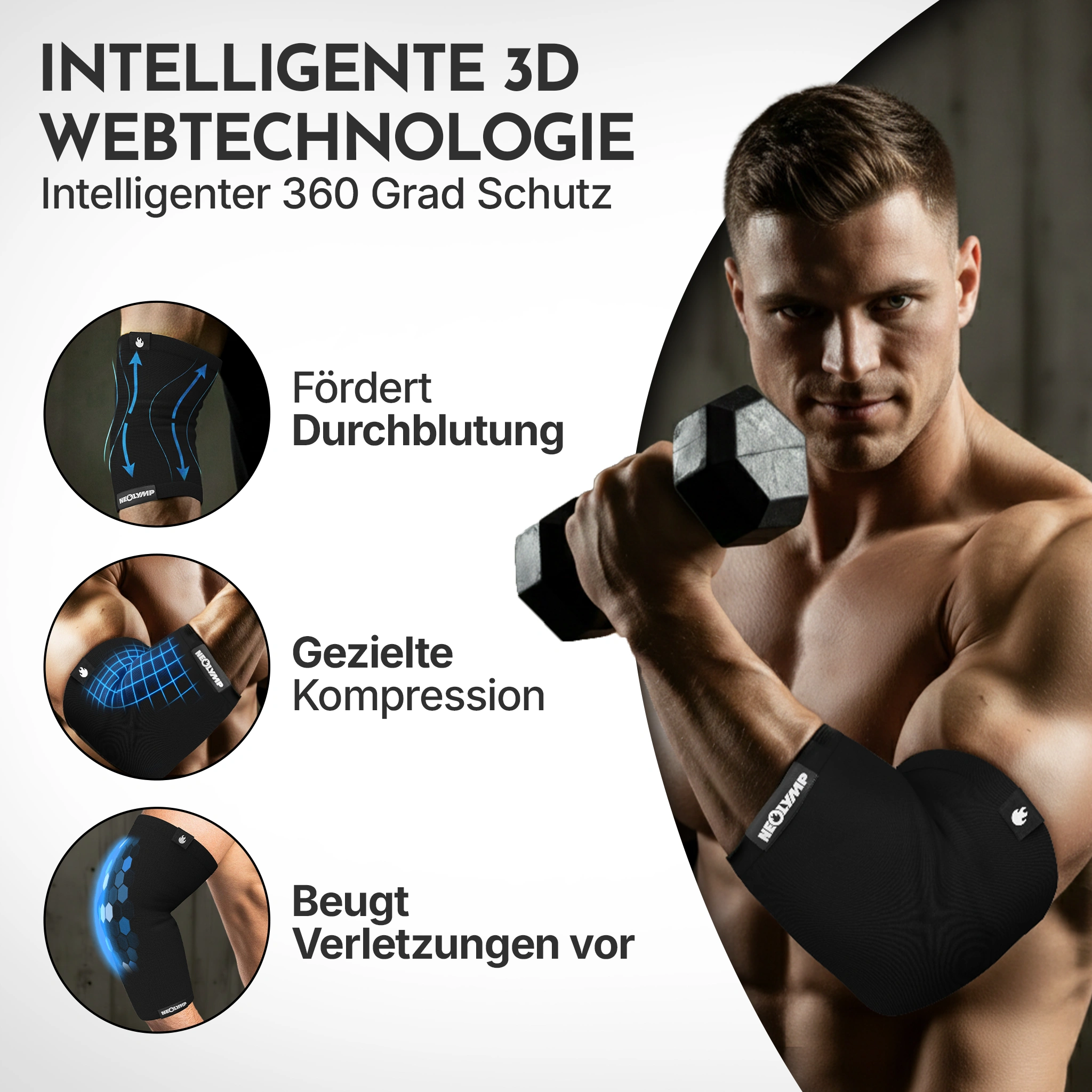 Ellenbogen-Bandagen - 2er Set, Größe S - XL - - Zubehör von NEOLYMP | Fitnessequipment und Sportartikel