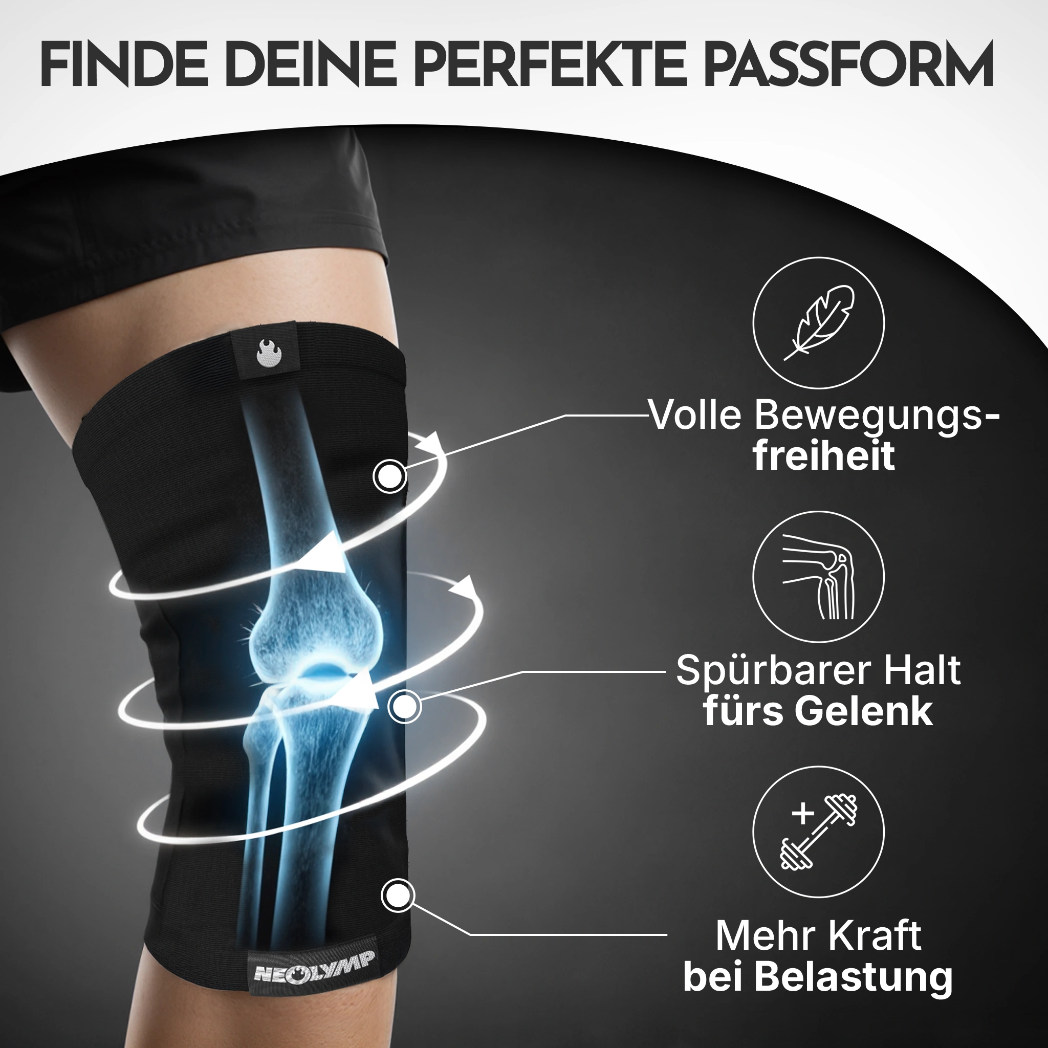 Kniebandagen - 2er Set, Größe S - XL - - Zubehör von NEOLYMP | Fitnessequipment und Sportartikel