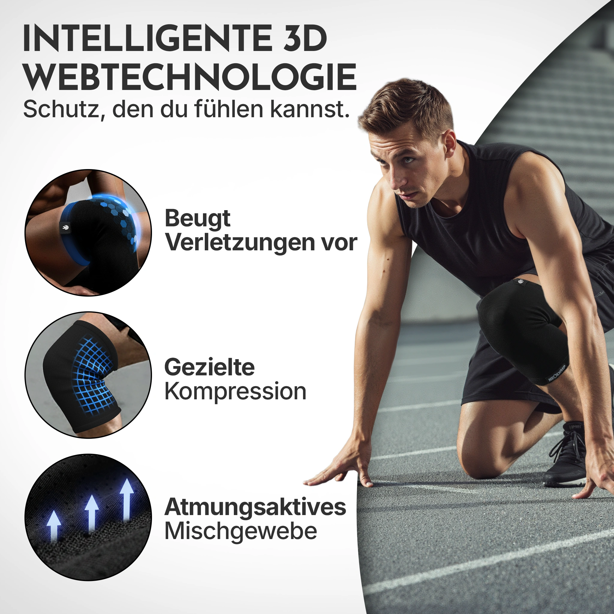 Kniebandagen - 2er Set, Größe S - XL - - Zubehör von NEOLYMP | Fitnessequipment und Sportartikel