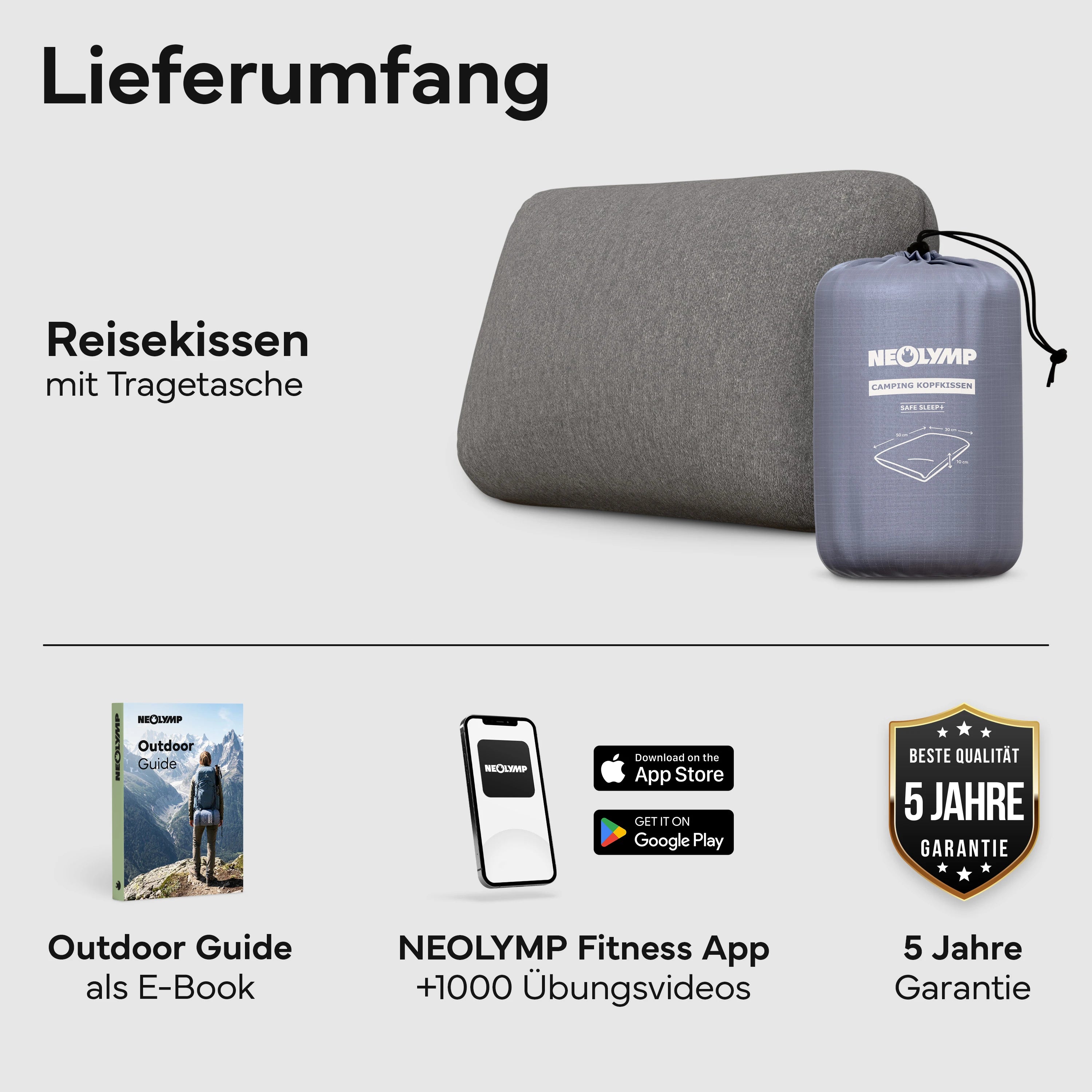 Ergonomisches Reisekissen - Campingtauglich und platzsparend | B-Ware - - Outlet von NEOLYMP | Fitnessequipment und Sportartikel