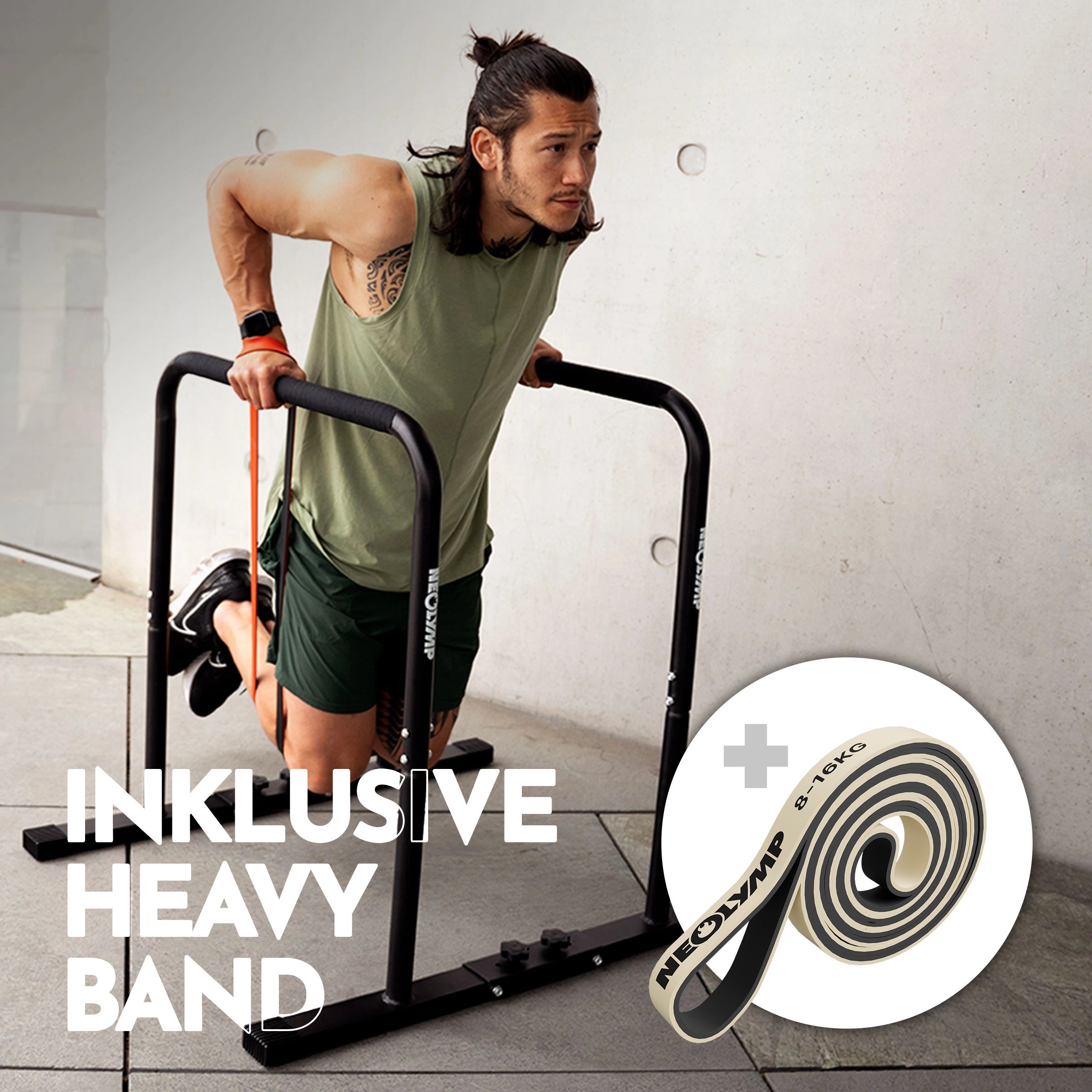Premium Dip Barren pulverbeschichtet + Resistance-Band und Grip Tape - - Sportgerät von NEOLYMP | Fitnessequipment und Sportartikel