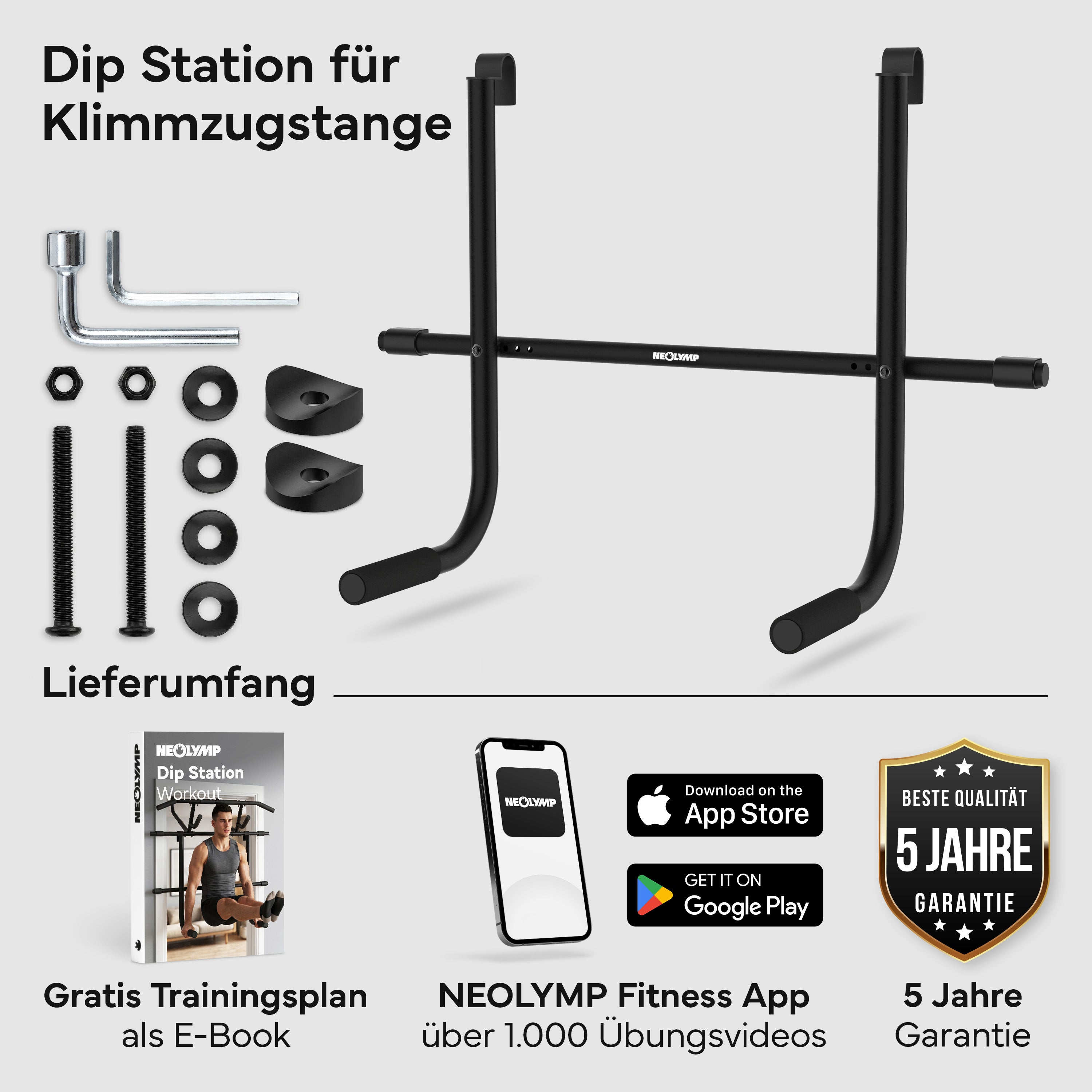 Dip-Bar-Adapter für Klimmzugstange - Dip Station - - Zubehör von NEOLYMP | Fitnessequipment und Sportartikel
