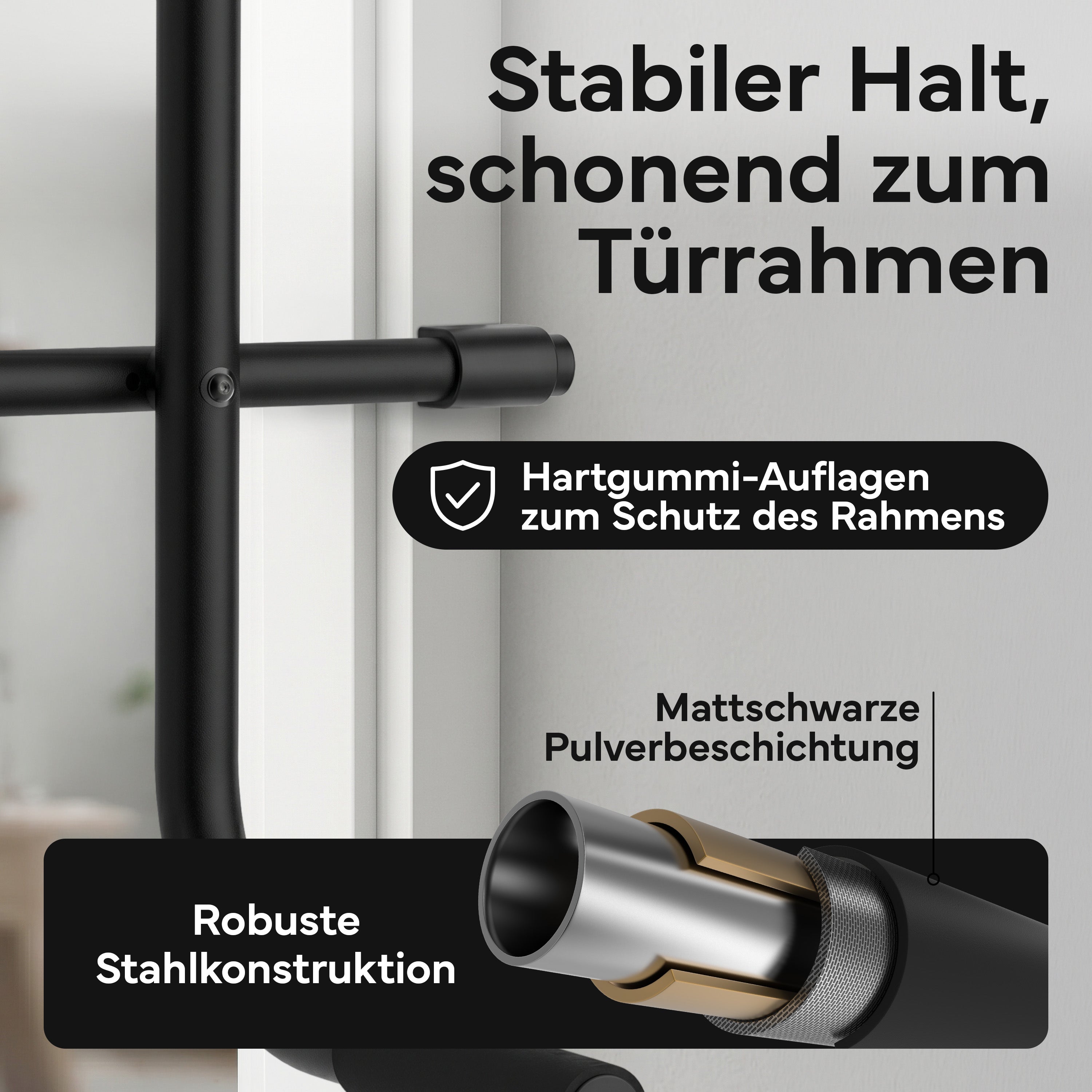 Klimmzugstangen-Bundle - Alle Übungen, volle Bewegungsfreiheit - Stange + Dip Bar Adapter - Klimmzugstangen von NEOLYMP | Fitnessequipment und Sportartikel