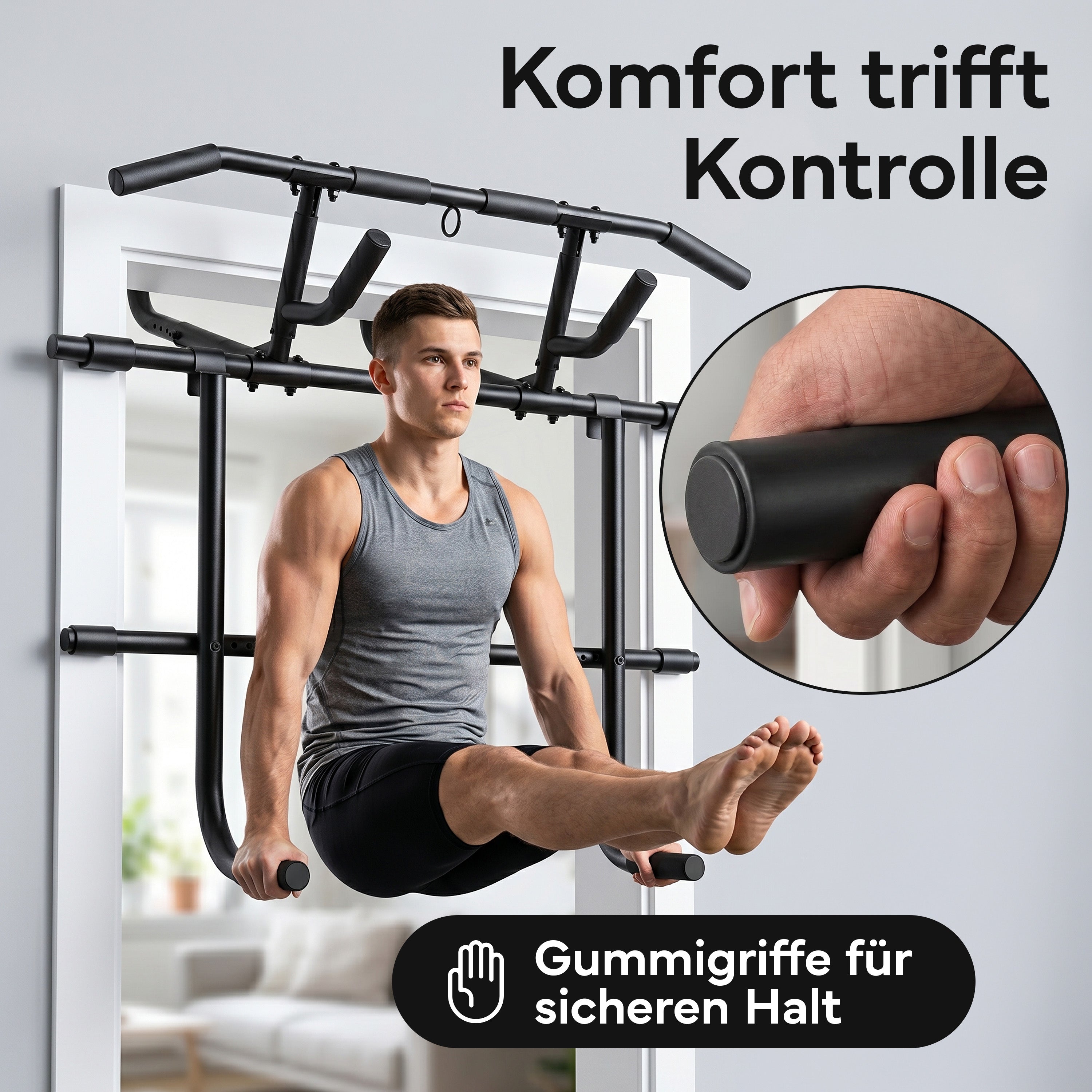 Klimmzugstangen-Bundle - Alle Übungen, volle Bewegungsfreiheit - Stange + Dip Bar Adapter - Klimmzugstangen von NEOLYMP | Fitnessequipment und Sportartikel