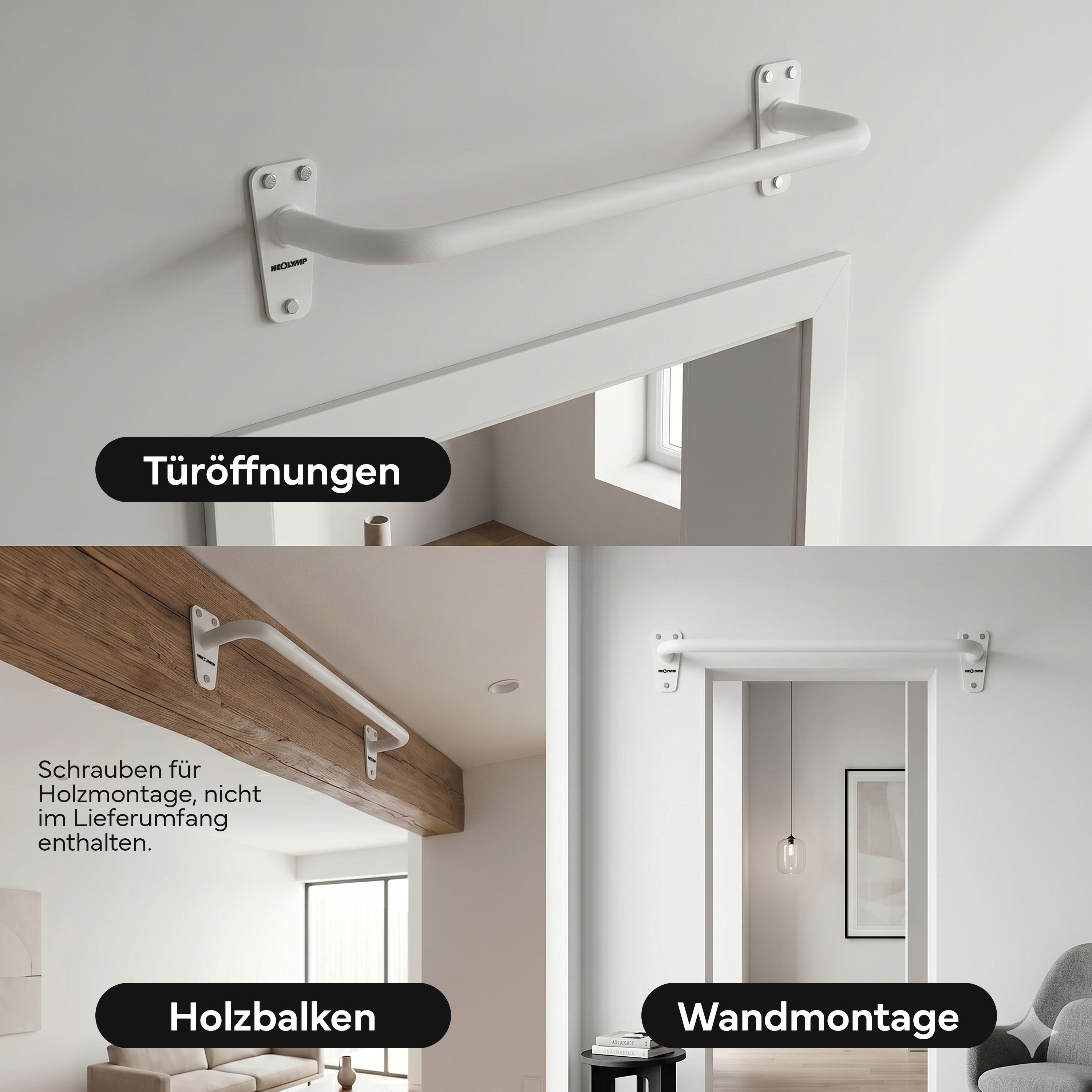 Klimmzugstange für Wandmontage, Pull Up Bar über der Tür – Weiß | B-Ware - - Outlet von NEOLYMP | Fitnessequipment und Sportartikel