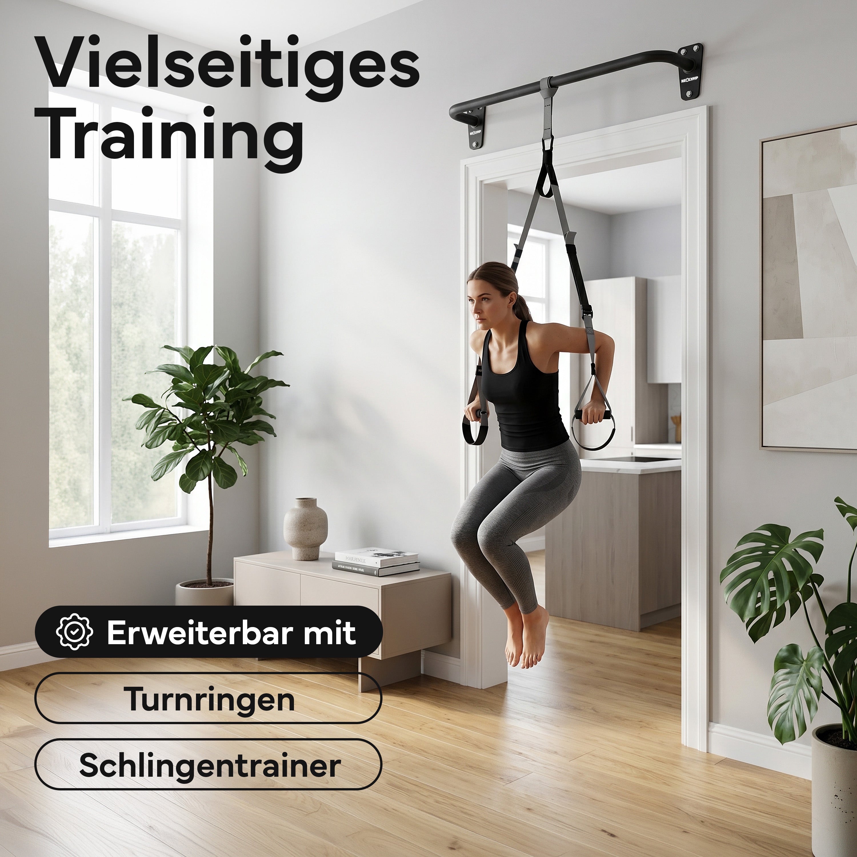Klimmzugstange für Wandmontage, Pull Up Bar über der Tür - Schwarz - Klimmzugstangen von NEOLYMP | Fitnessequipment und Sportartikel