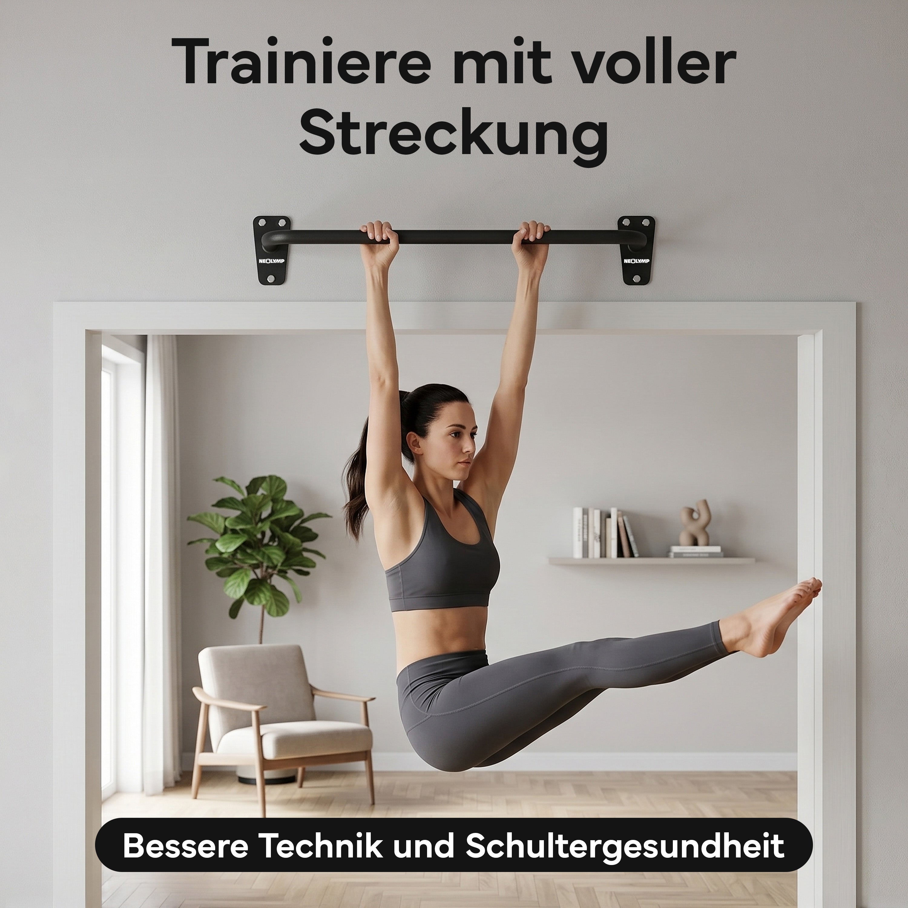 Klimmzugstange für Wandmontage, Pull Up Bar über der Tür - Schwarz - Klimmzugstangen von NEOLYMP | Fitnessequipment und Sportartikel