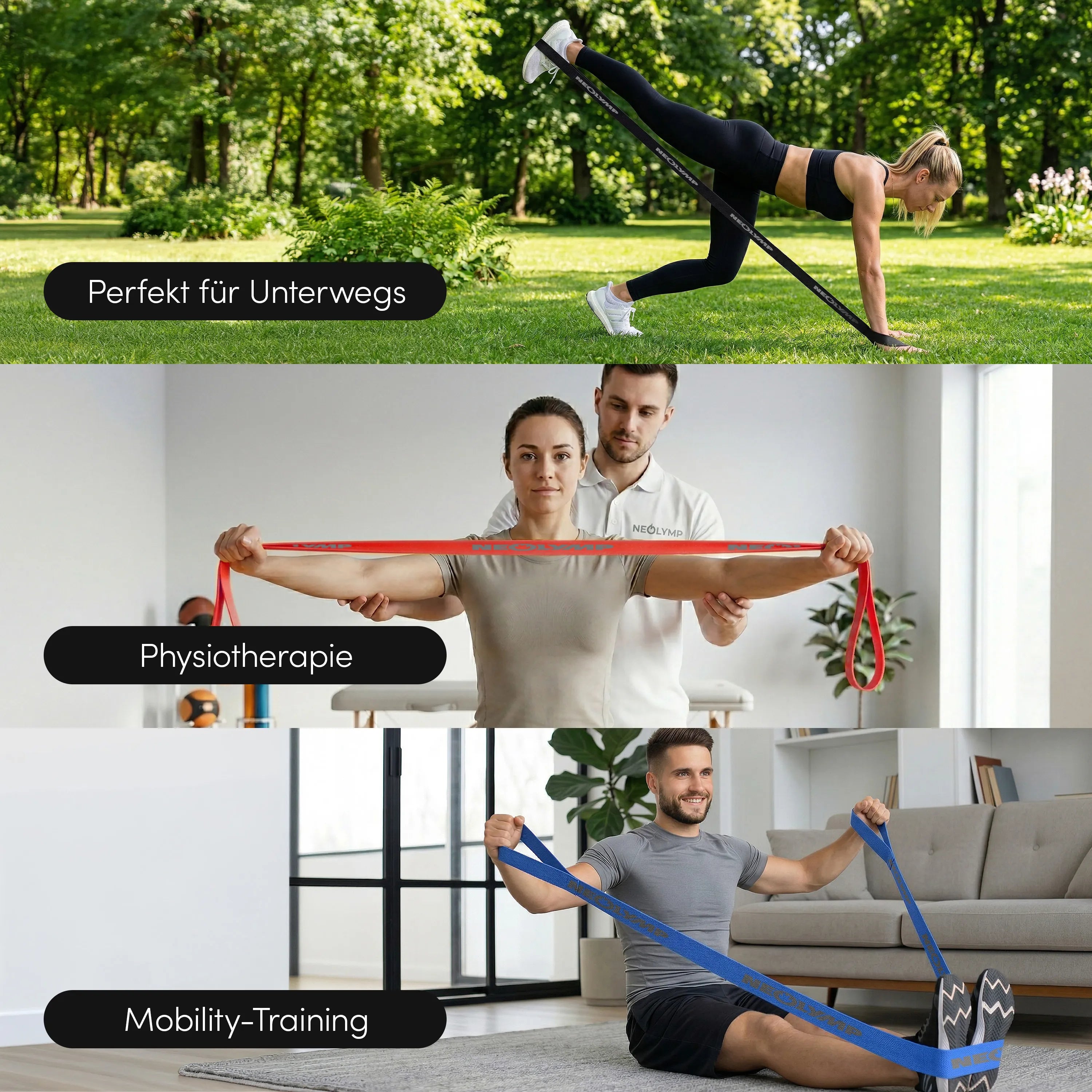 Resistance Bands aus Stoff - extra lang, 5 Stärken - - Fitnessbänder von NEOLYMP | Fitnessequipment und Sportartikel