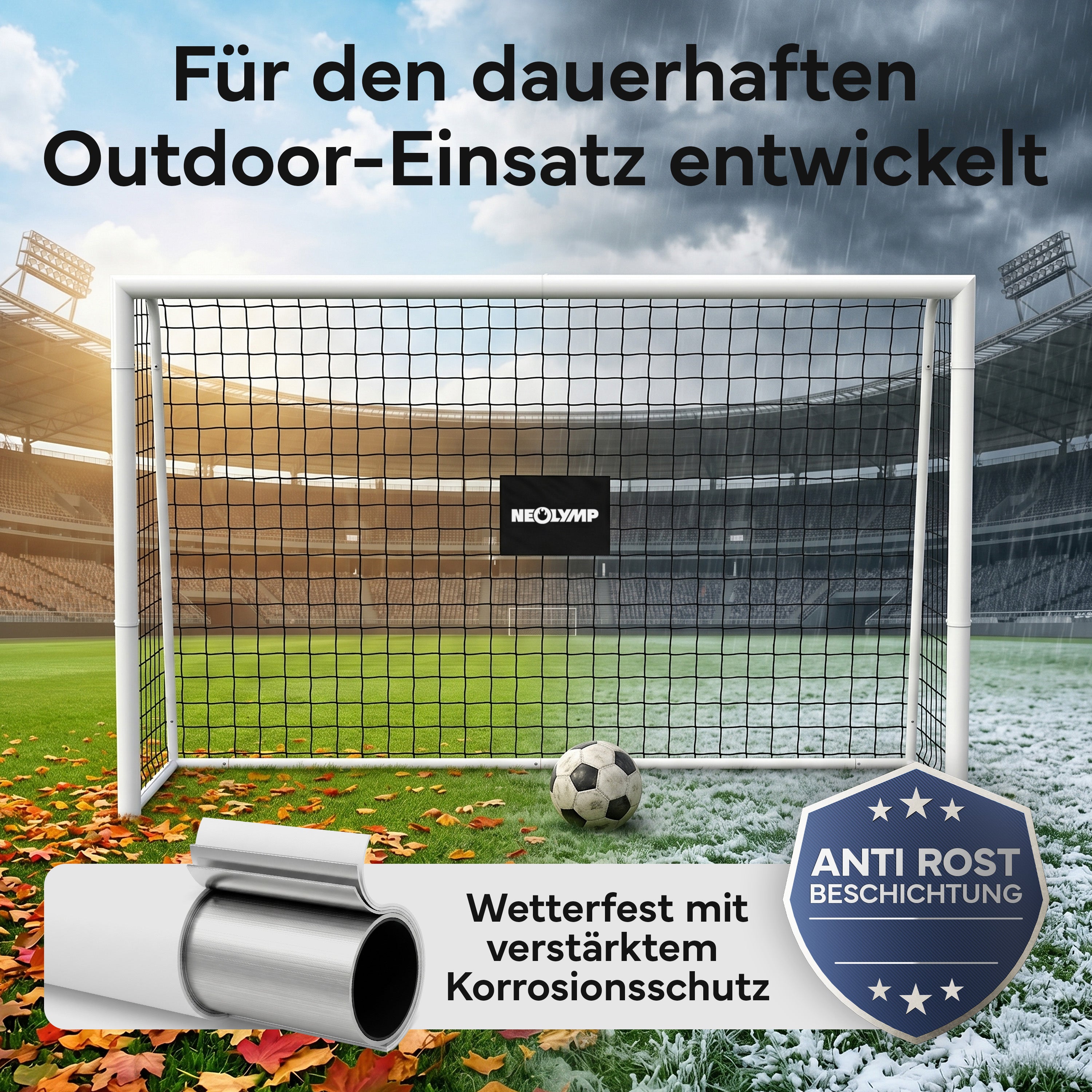 Fußballtor Stadion-Optik, Stahlrahmen, 3 Größen - - Fußball-Equipment von NEOLYMP | Fitnessequipment und Sportartikel