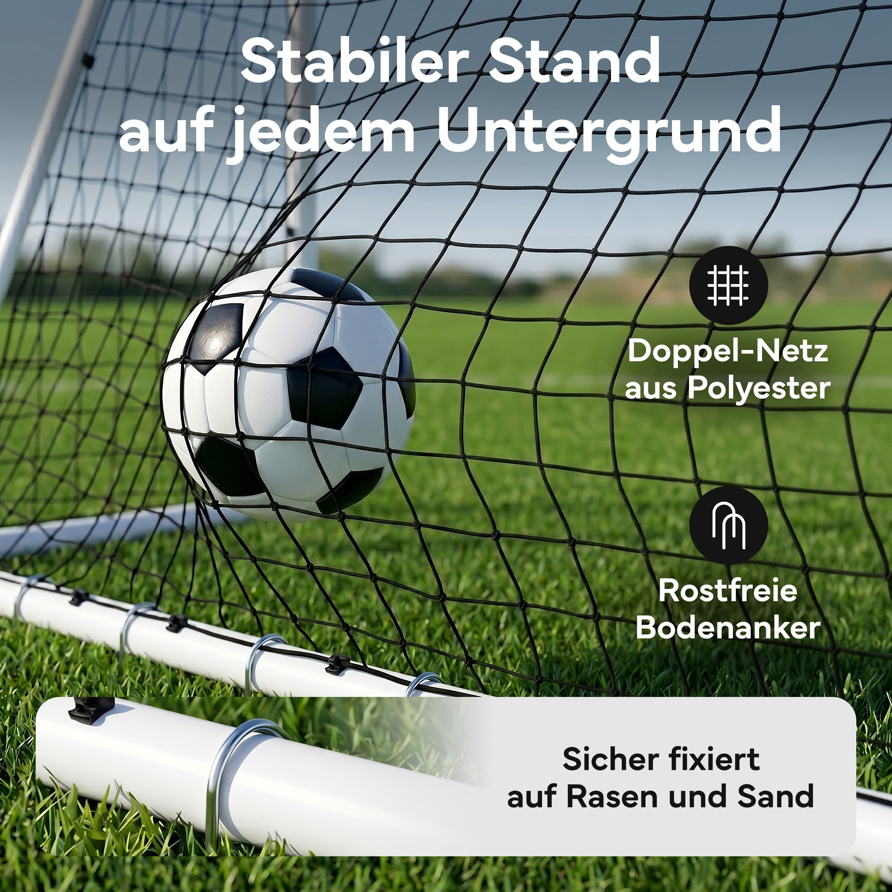 Fußballtor Stadion-Optik, Stahlrahmen, 3 Größen - - Fußball-Equipment von NEOLYMP | Fitnessequipment und Sportartikel