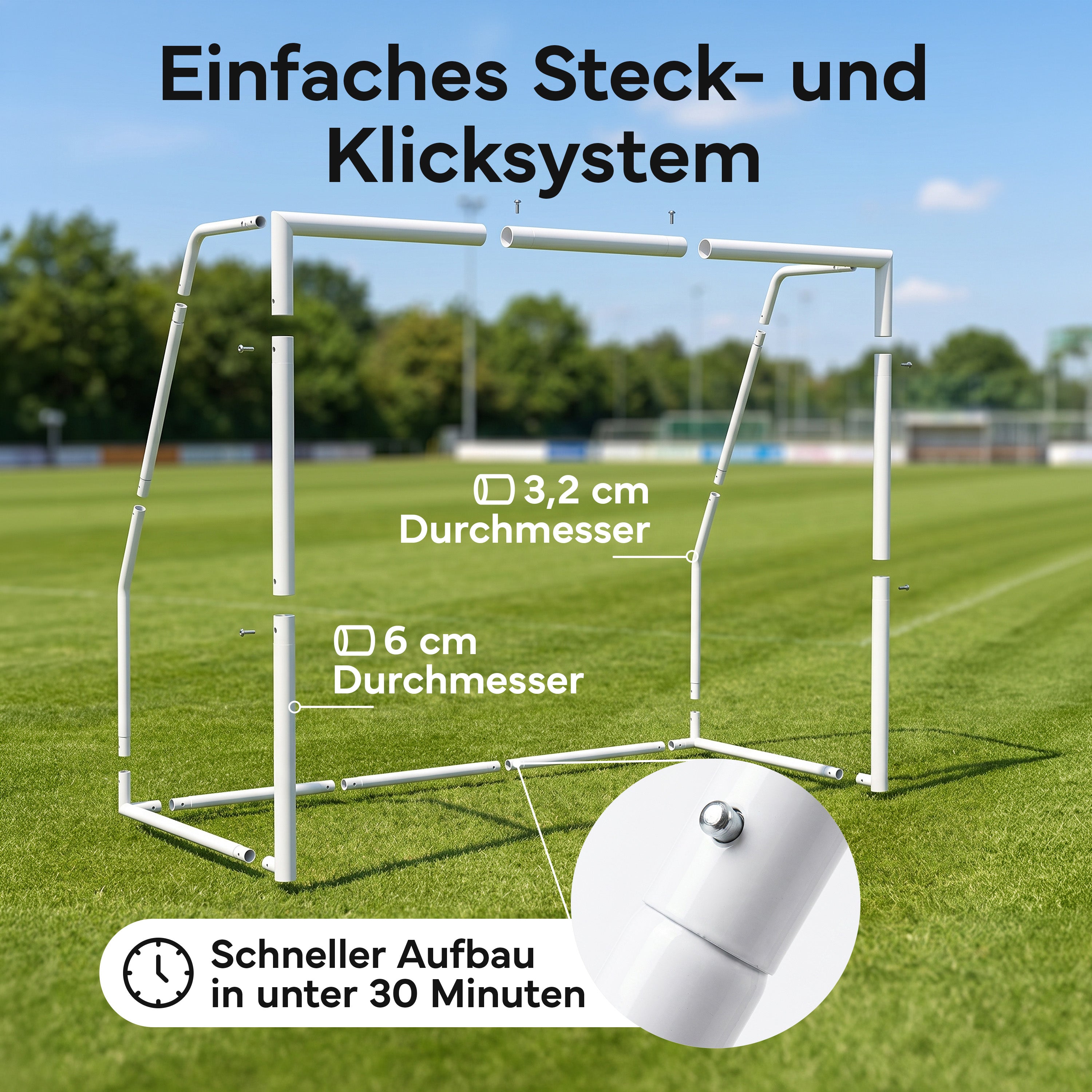 Fußballtor Stadion-Optik, Stahlrahmen, 3 Größen - - Fußball-Equipment von NEOLYMP | Fitnessequipment und Sportartikel
