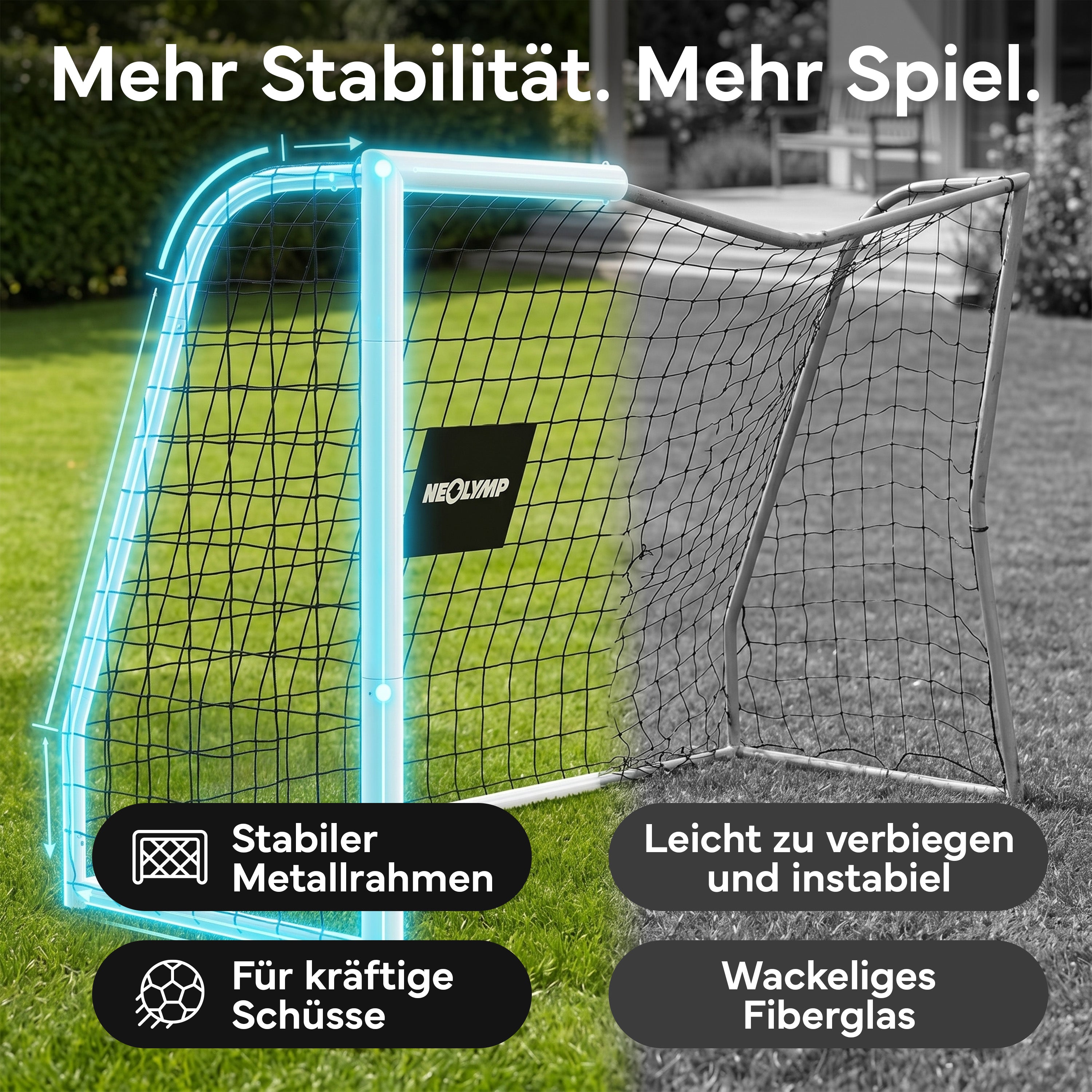 Fußballtor Stadion-Optik, Stahlrahmen, 3 Größen - - Fußball-Equipment von NEOLYMP | Fitnessequipment und Sportartikel