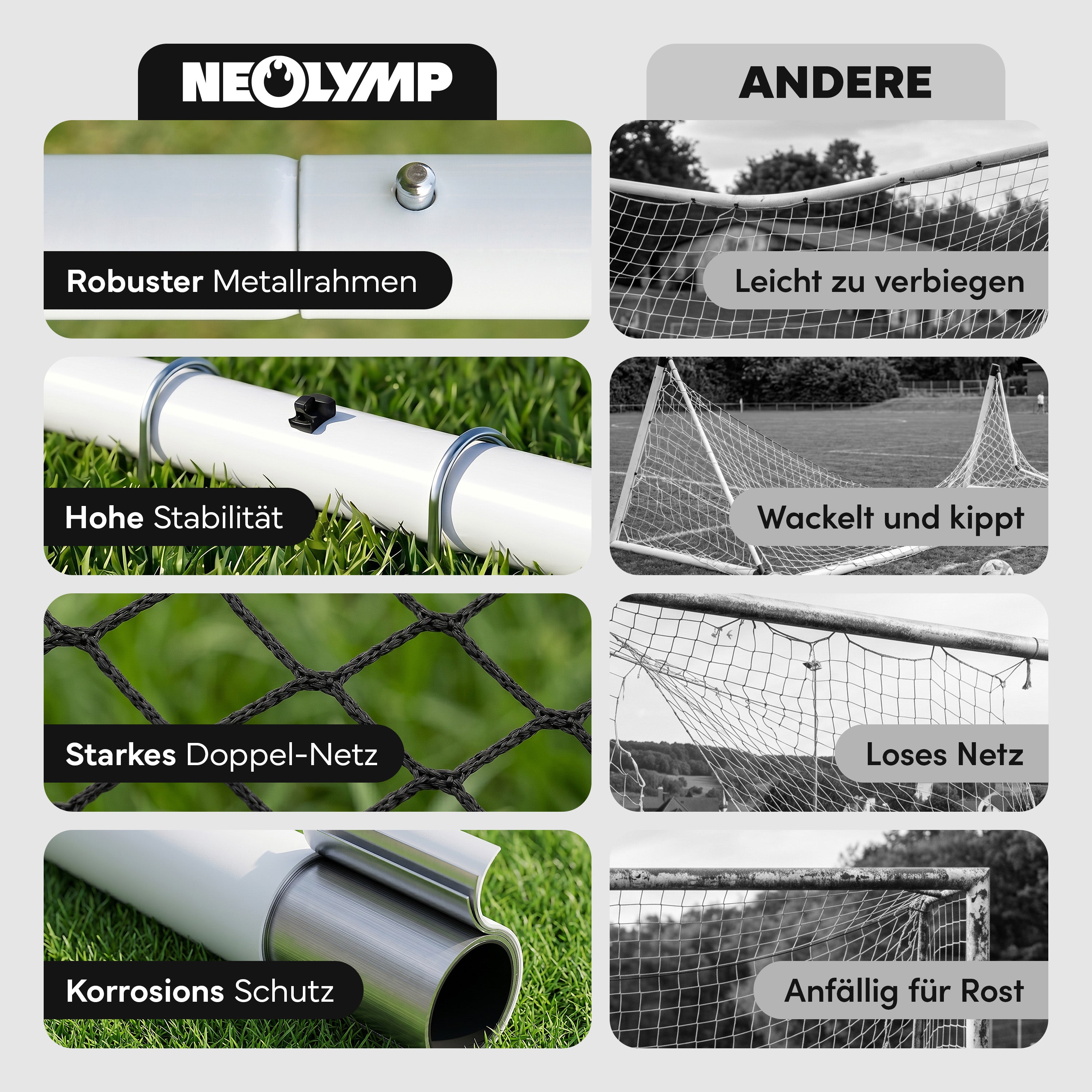 Fußballtor Stadion-Optik, Stahlrahmen, 3 Größen - - Fußball-Equipment von NEOLYMP | Fitnessequipment und Sportartikel