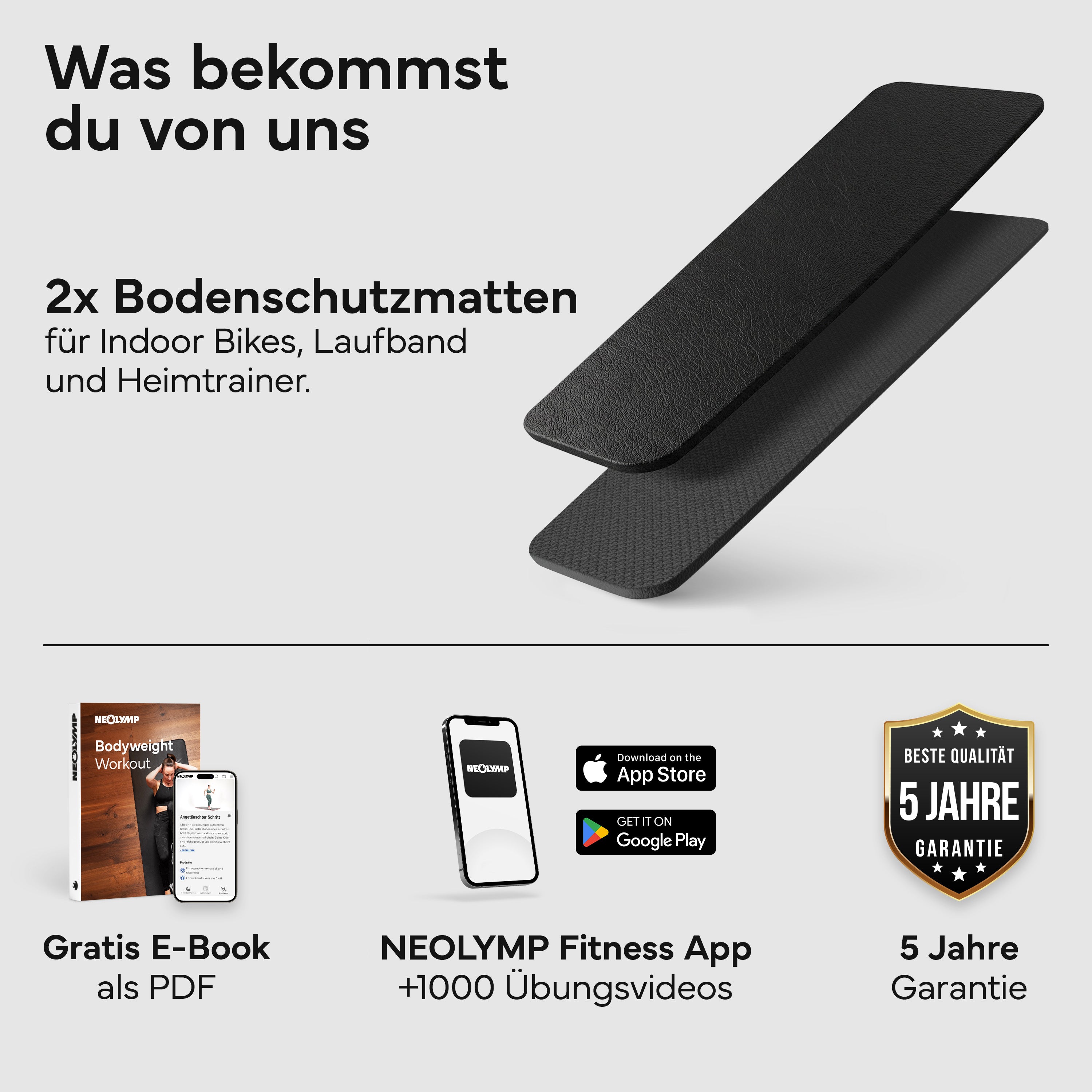 Bodenschutzmatte für Fitnessgeräte und Laufband - XS: Fahrradmatte - Bodenschutz von NEOLYMP | Fitnessequipment und Sportartikel