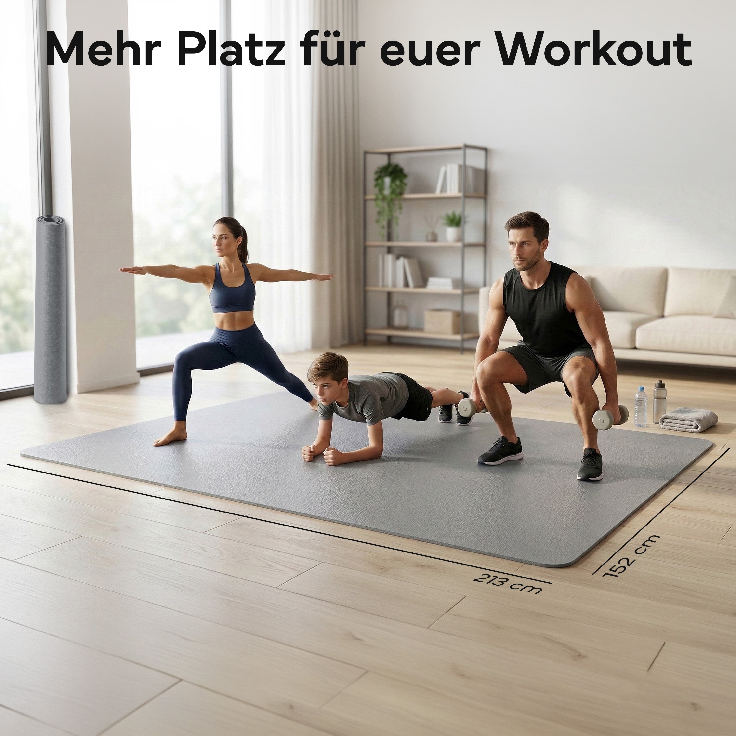 Laufbandmatte - Bodenschutz für Fitnessgeräte und Laufbänder XXL – Grau | B-Ware - - Outlet von NEOLYMP | Fitnessequipment und Sportartikel