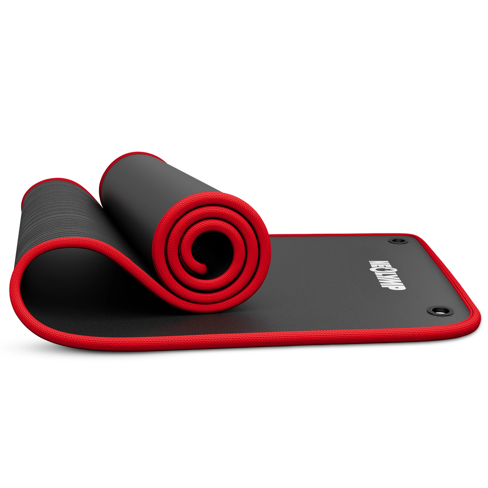 Fitnessmatte mit Ösen - extra dick und rutschfest – Schwarz / Rot (80 cm) / 1 Matte | B-Ware - - Outlet von NEOLYMP | Fitnessequipment und Sportartikel