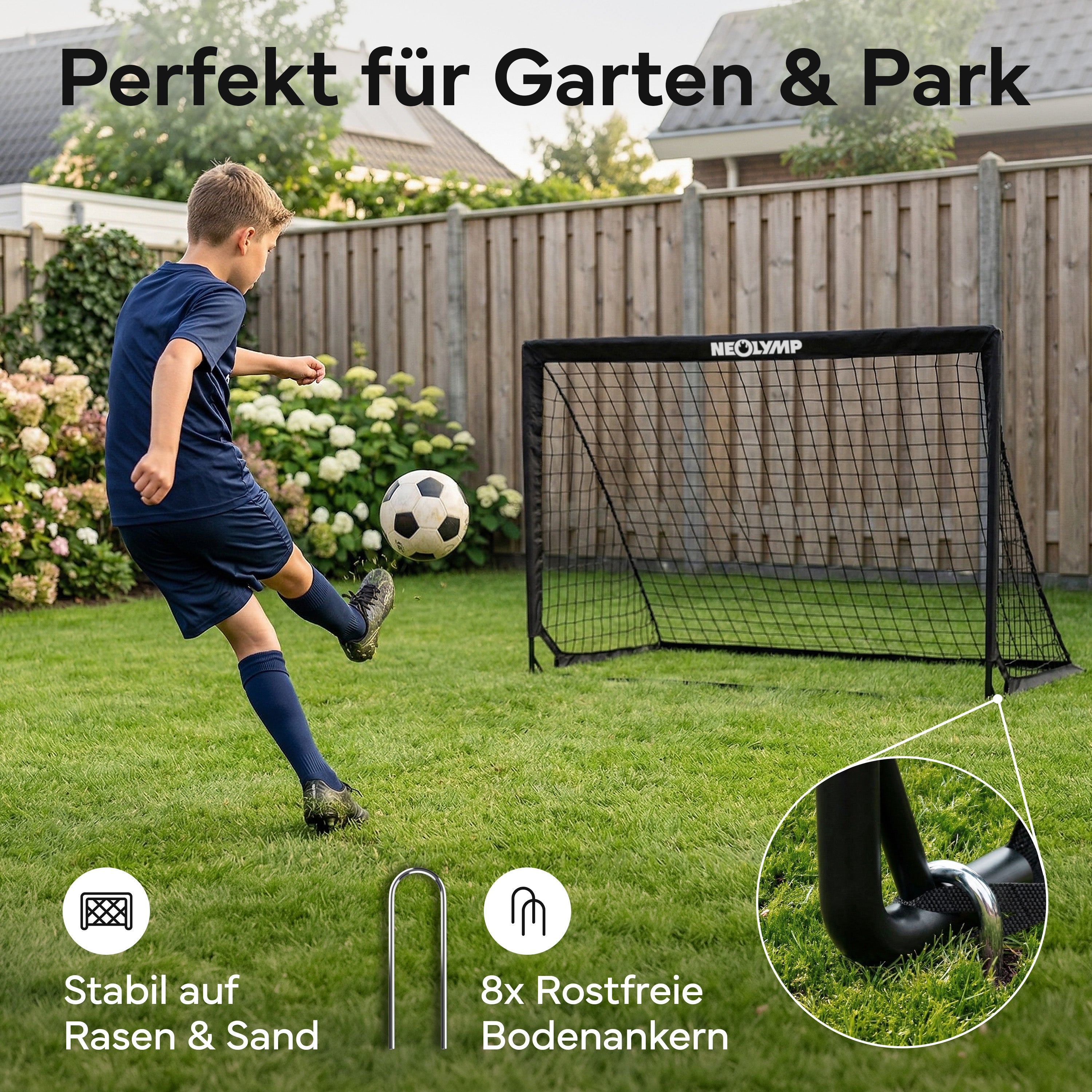 Fußballtore 2er Set in schwarz - mit Fiberglass - B-Ware - - Outlet von NEOLYMP | Fitnessequipment und Sportartikel