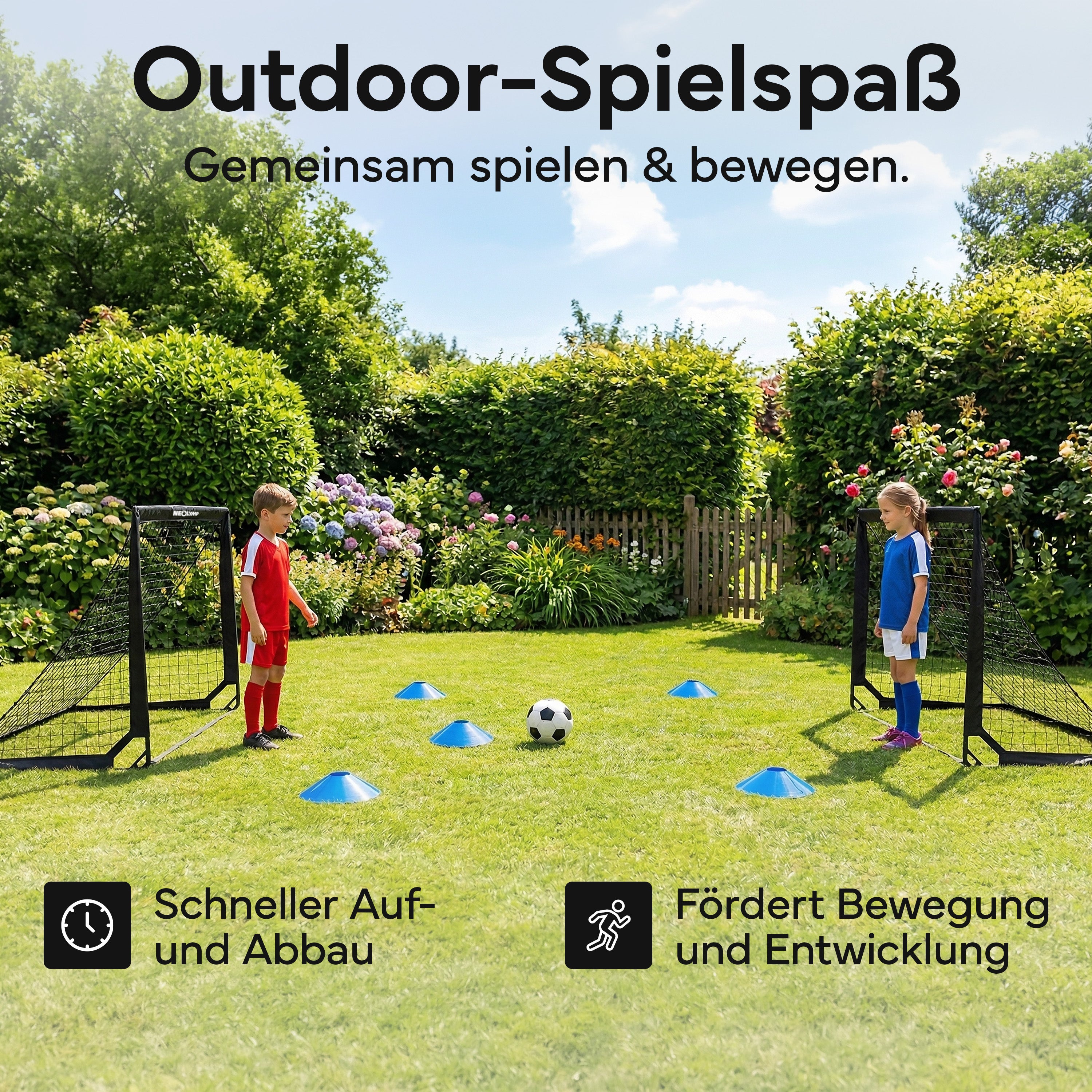 Fußballtore 2er Set in schwarz - mit Fiberglass - B-Ware - - Outlet von NEOLYMP | Fitnessequipment und Sportartikel