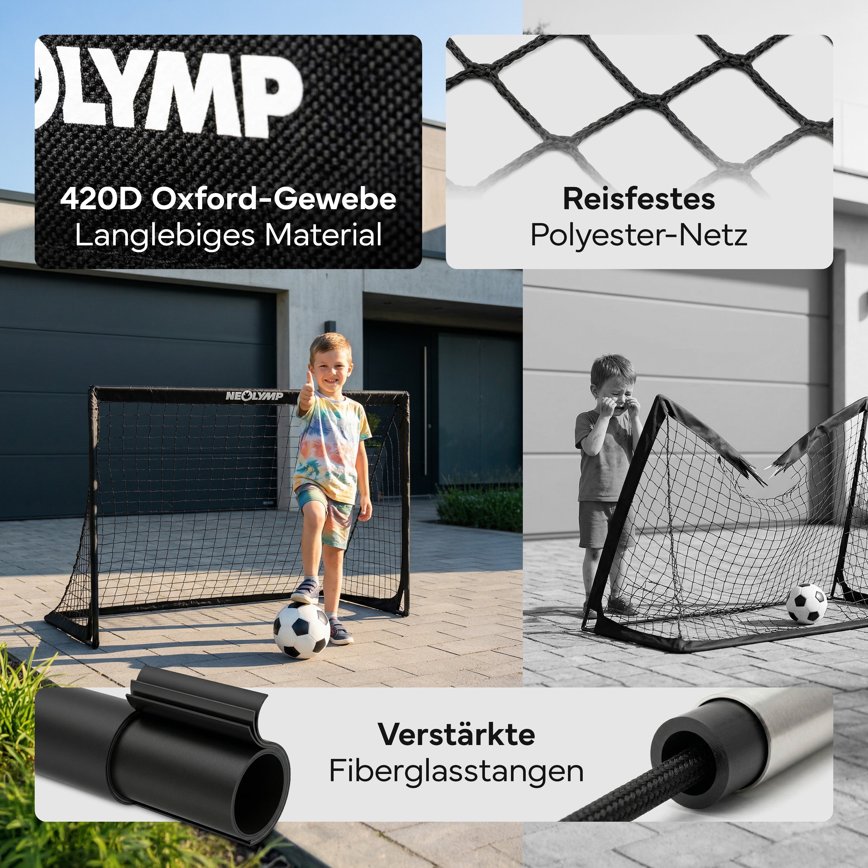 Fußballtore 2er Set in schwarz - mit Fiberglass - B-Ware - - Outlet von NEOLYMP | Fitnessequipment und Sportartikel
