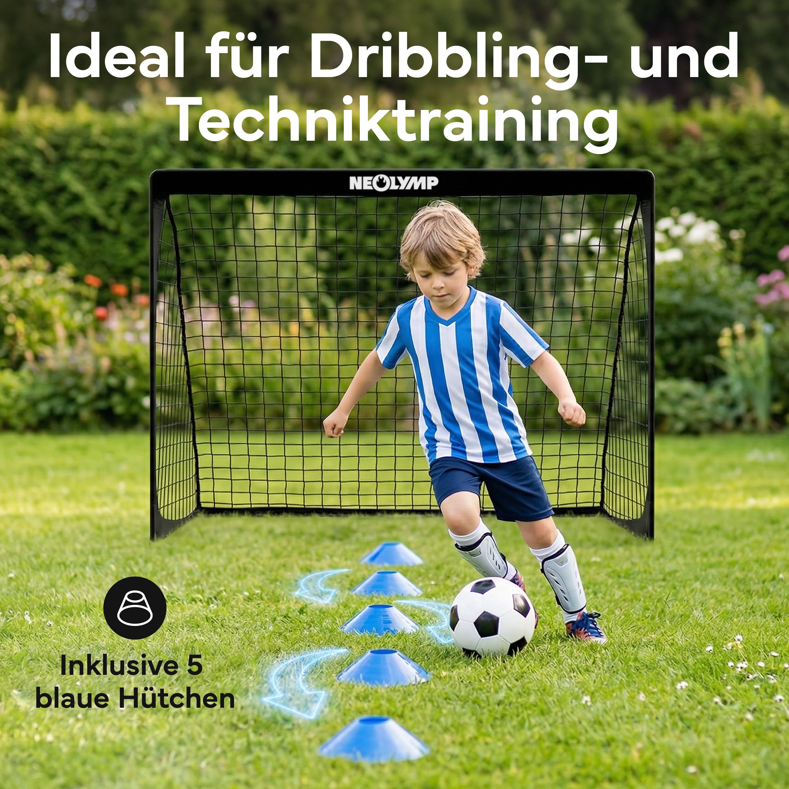 Fußballtore 2er Set in schwarz - mit Fiberglass - B-Ware - - Outlet von NEOLYMP | Fitnessequipment und Sportartikel